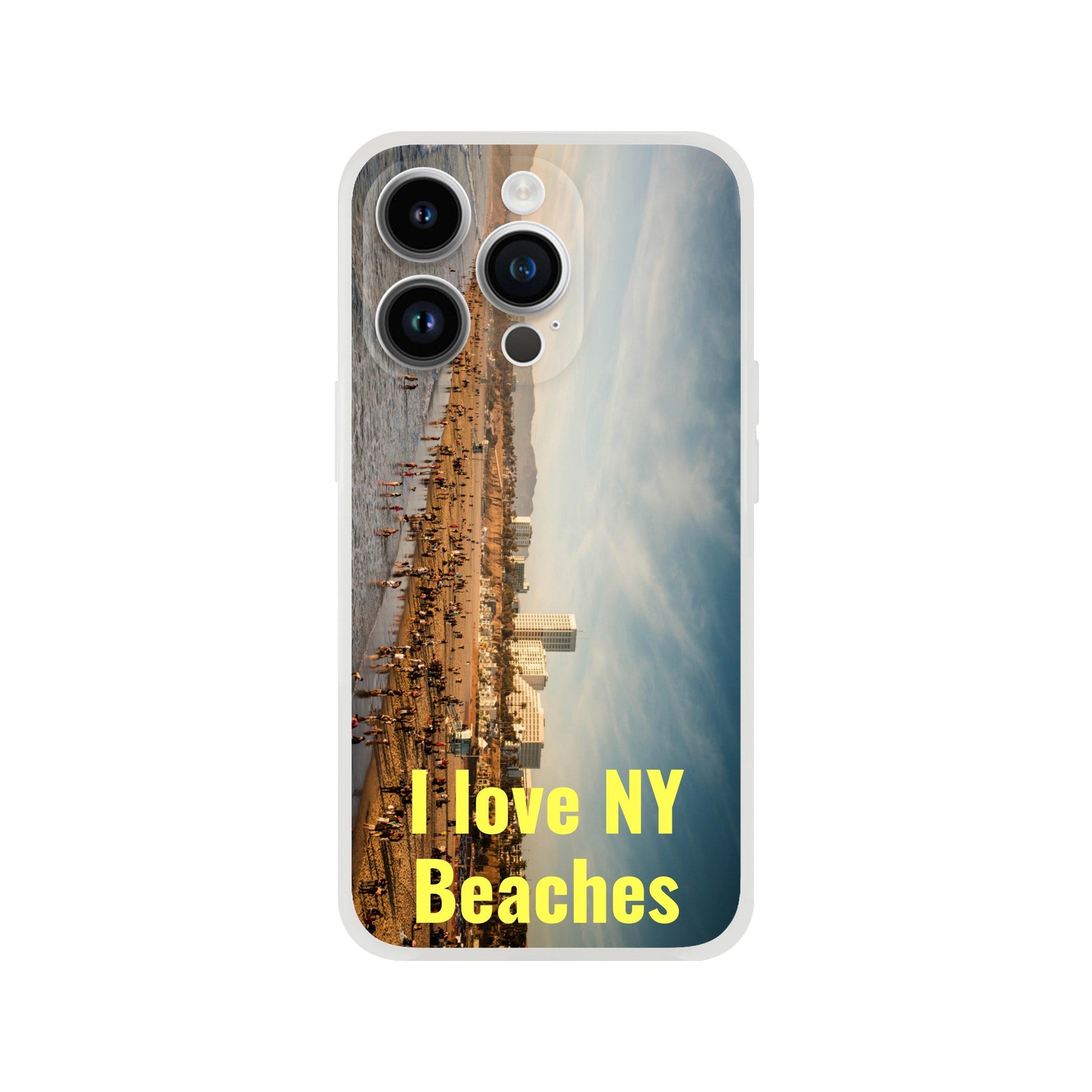 New iPhone Deals - 14x and 13x Apple iPhones - FLEXI case - Coney Island NYC beach - 'I Love NY Beaches' Message - Green Forest Home