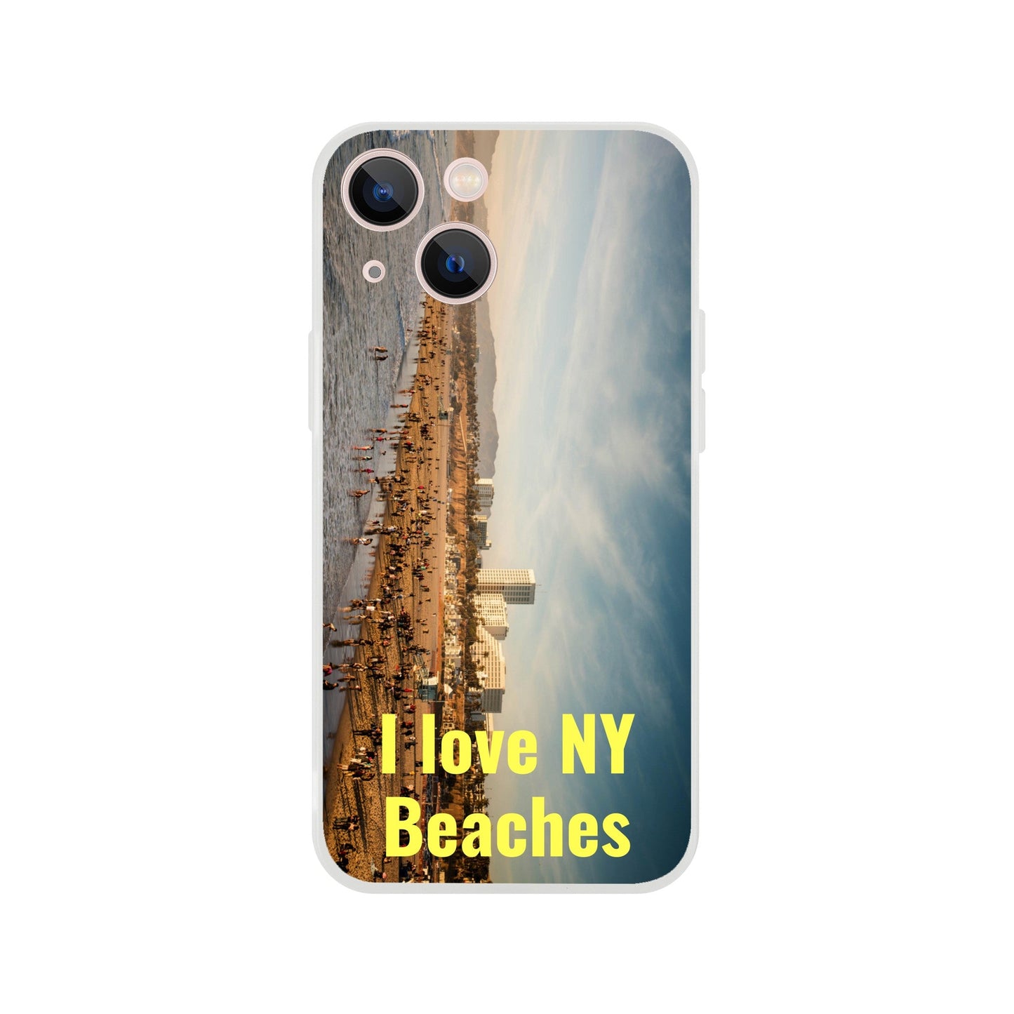 New iPhone Deals - 14x and 13x Apple iPhones - FLEXI case - Coney Island NYC beach - 'I Love NY Beaches' Message - Green Forest Home