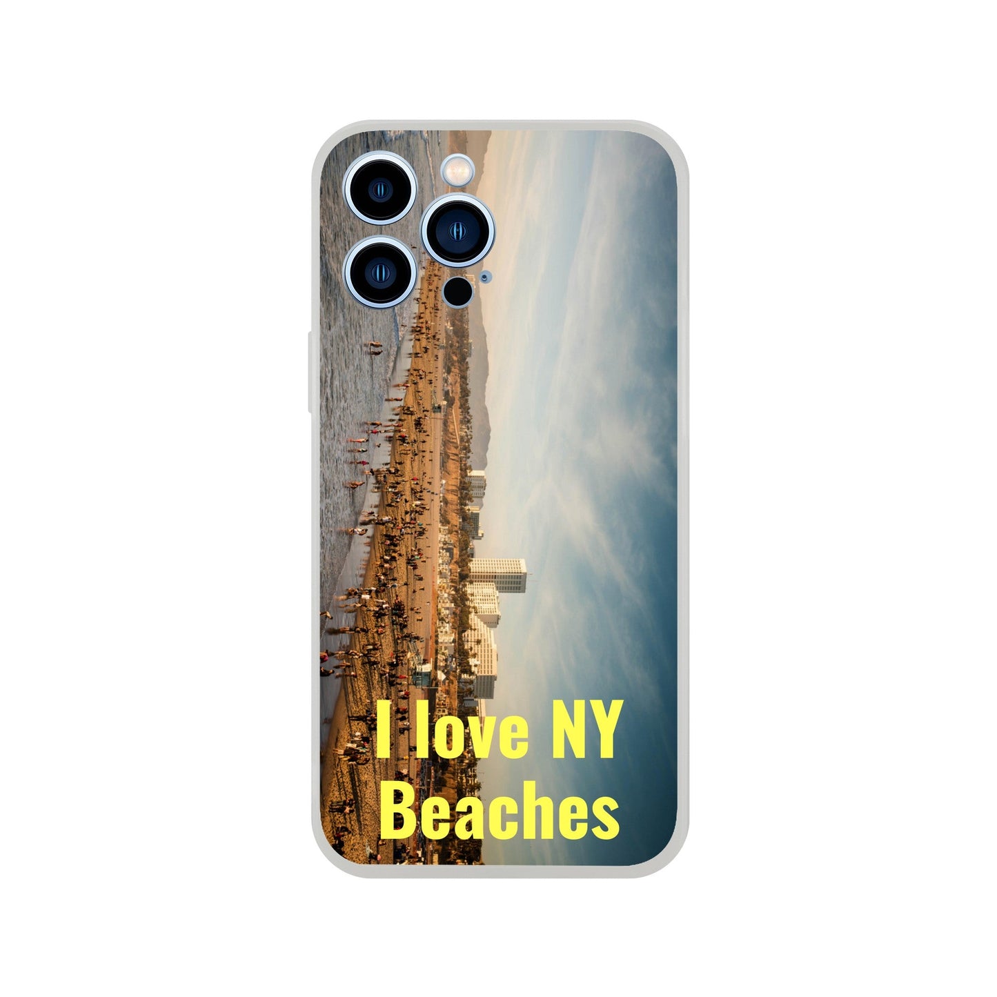 New iPhone Deals - 14x and 13x Apple iPhones - FLEXI case - Coney Island NYC beach - 'I Love NY Beaches' Message - Green Forest Home