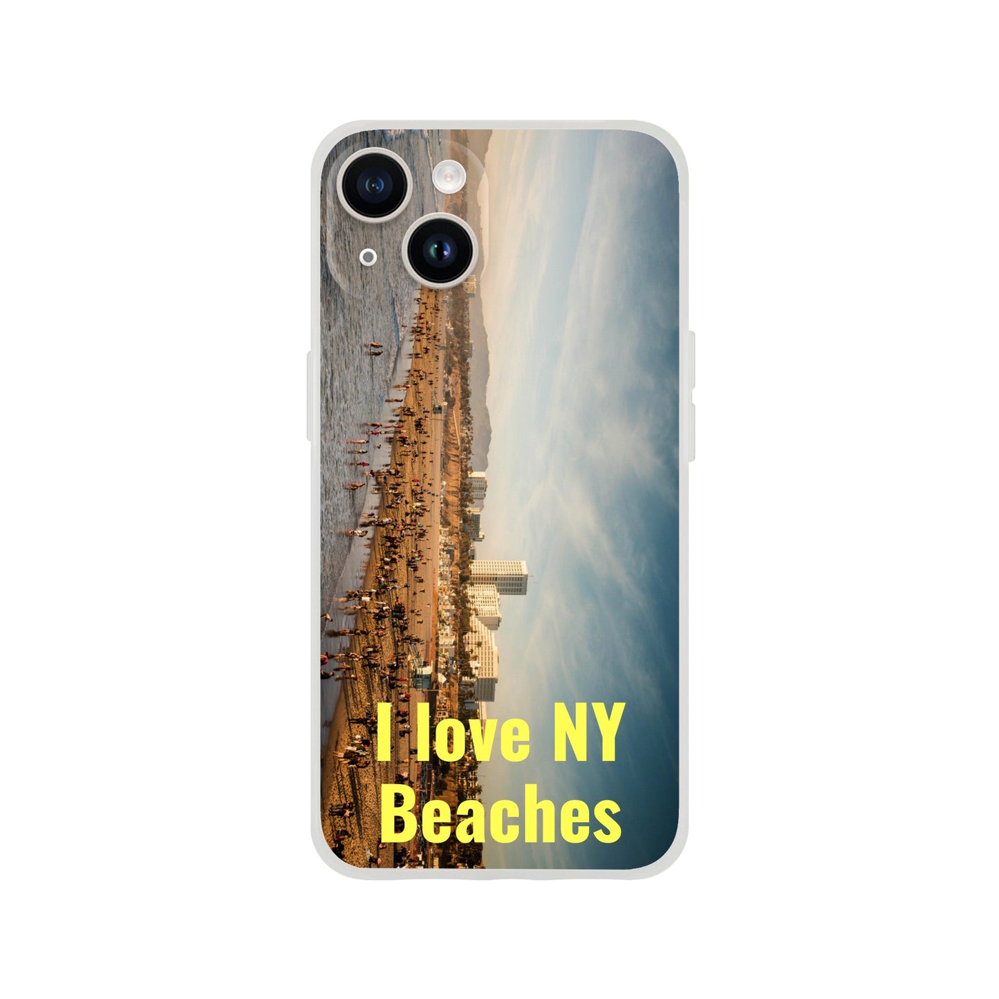 New iPhone Deals - 14x and 13x Apple iPhones - FLEXI case - Coney Island NYC beach - 'I Love NY Beaches' Message - Green Forest Home