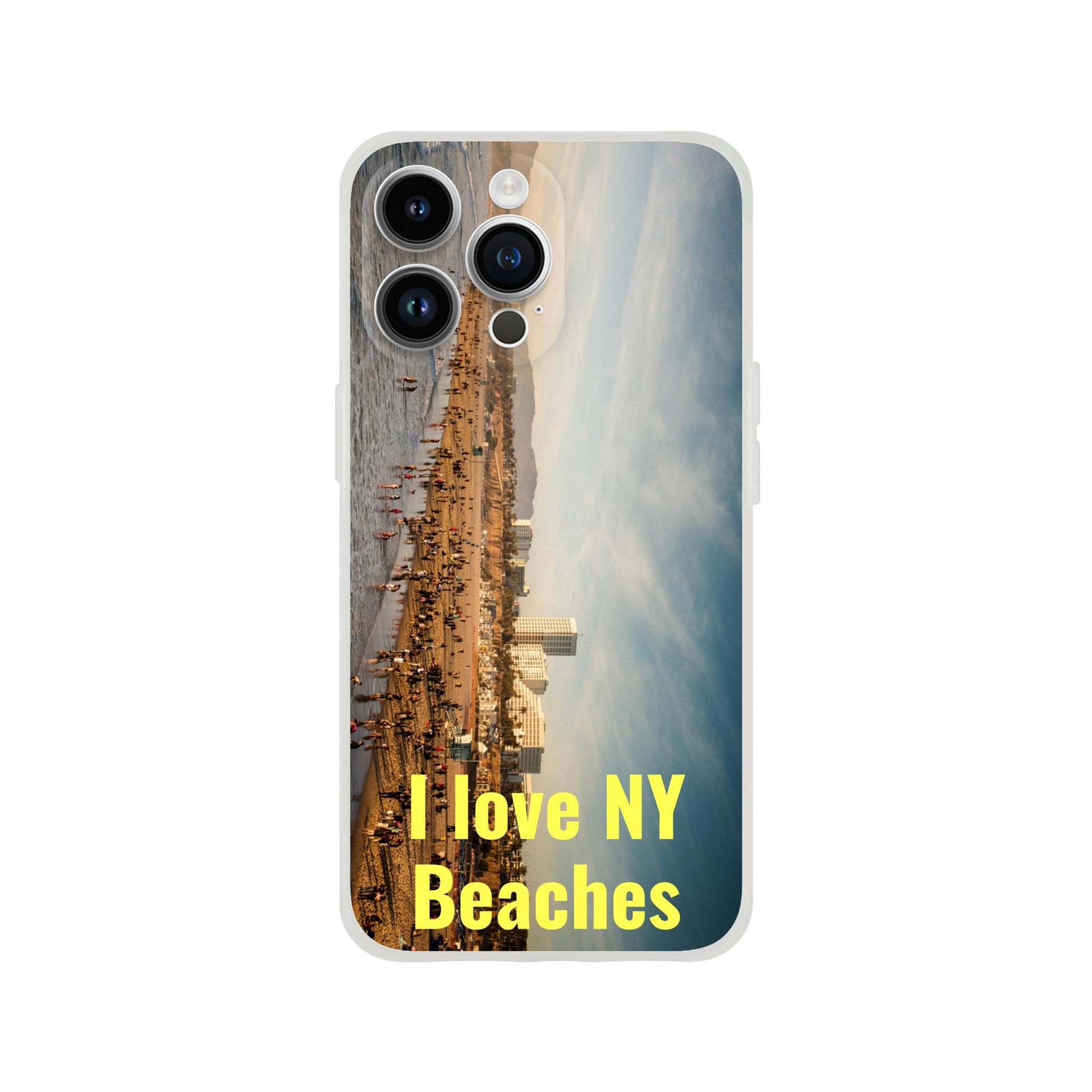 New iPhone Deals - 14x and 13x Apple iPhones - FLEXI case - Coney Island NYC beach - 'I Love NY Beaches' Message - Green Forest Home