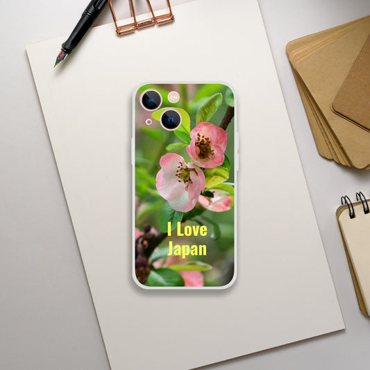 New iPhone Deals - 14x and 13x Apple iPhones - FLEXI case - Japan flower blossoms - ' I Love Japan' message - Green Forest Home