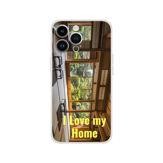 New iPhone Deals - 14x and 13x Apple iPhones - FLEXI case - Japanese Zen Home - 'I Love my Home' Message - Green Forest Home