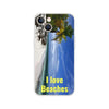 New iPhone Deals - 14x and 13x Apple iPhones - FLEXI case - Mona Island PR beach - 'I Love Beaches' Message - Green Forest Home