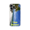 New iPhone Deals - 14x and 13x Apple iPhones - FLEXI case - Mona Island PR beach - 'I Love Beaches' Message - Green Forest Home