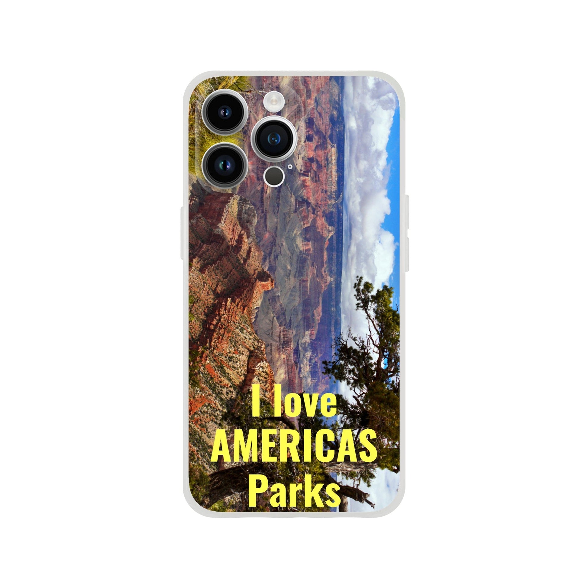 New iPhone Deals - 14x and 13x Apple iPhones - FLEXI case -The Grand Canyon - 'I Love AMERICAS Parks' message - Green Forest Home