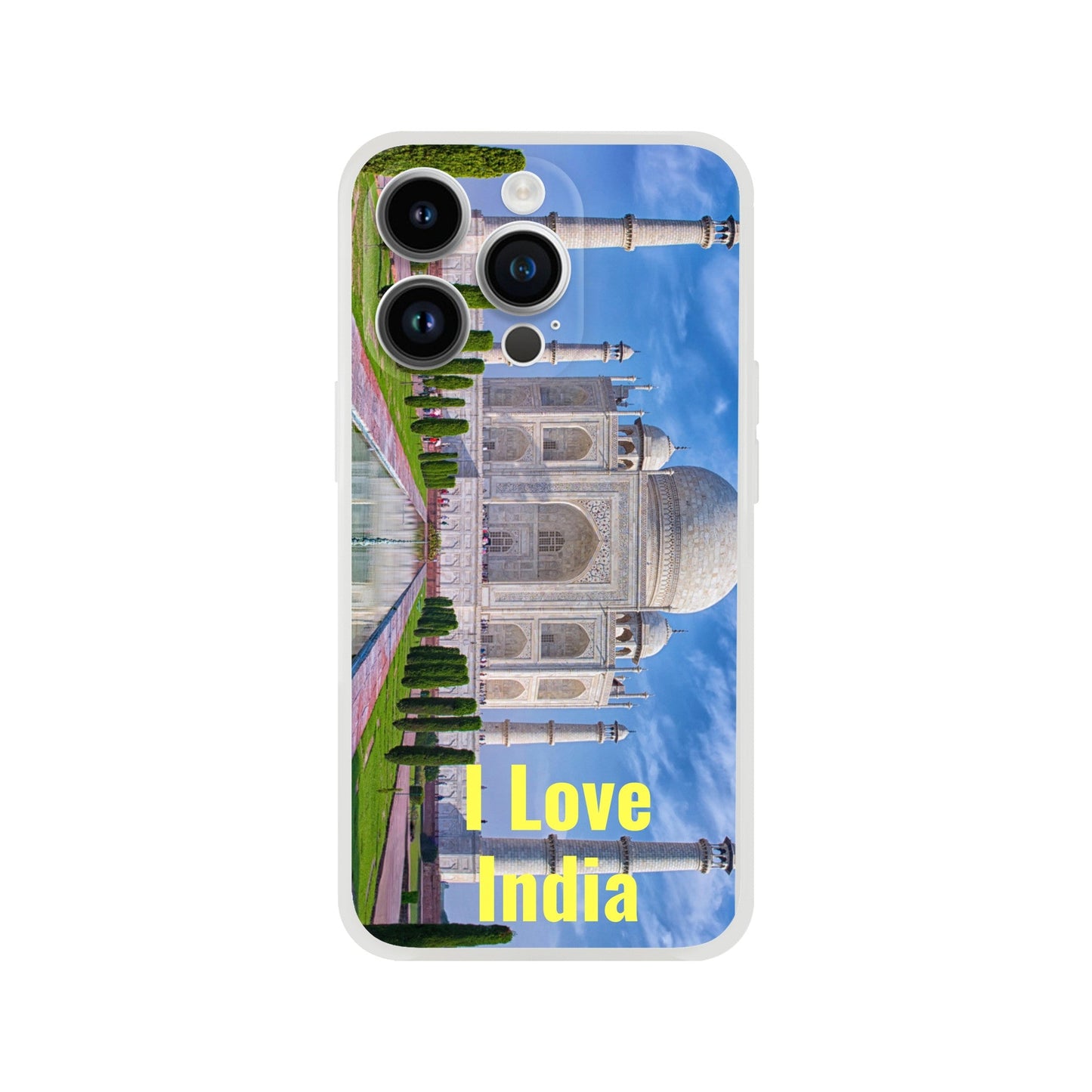 New iPhone Deals - 14x and 13x Apple iPhones - FLEXI case - The Taj Mahal and 'I love India' message - Green Forest Home