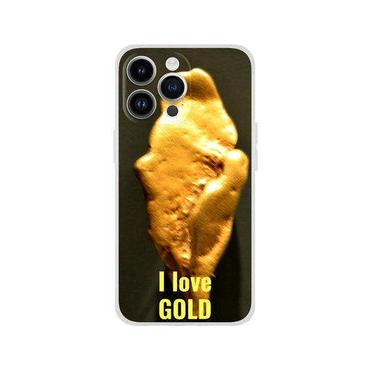 New iPhone Deals - 14x and 13x Apple iPhones - FLEXI case - The WA DC Smithsonian Minerals Collection - 'I love gold' message - Green Forest Home