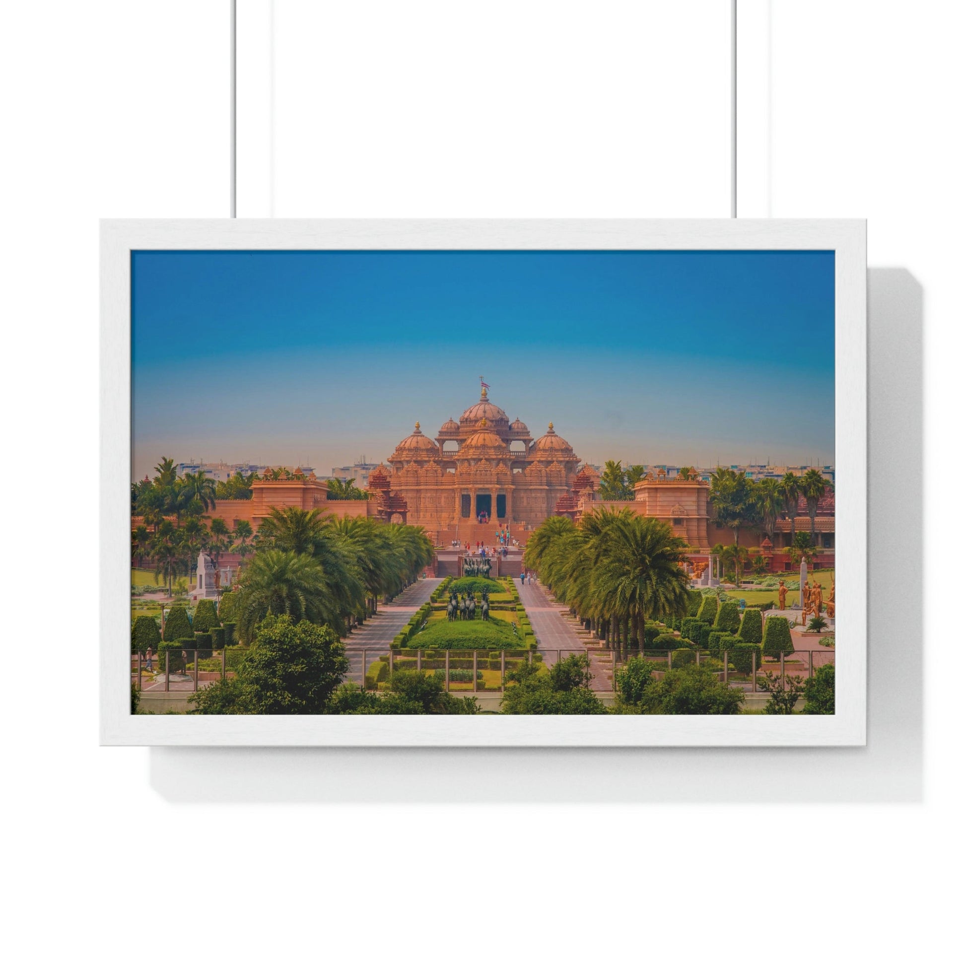 Premium Framed Horizontal Poster - Printed in LATVIA - Akshardham Temple in New Delhi, INDIA - Green Forest Home