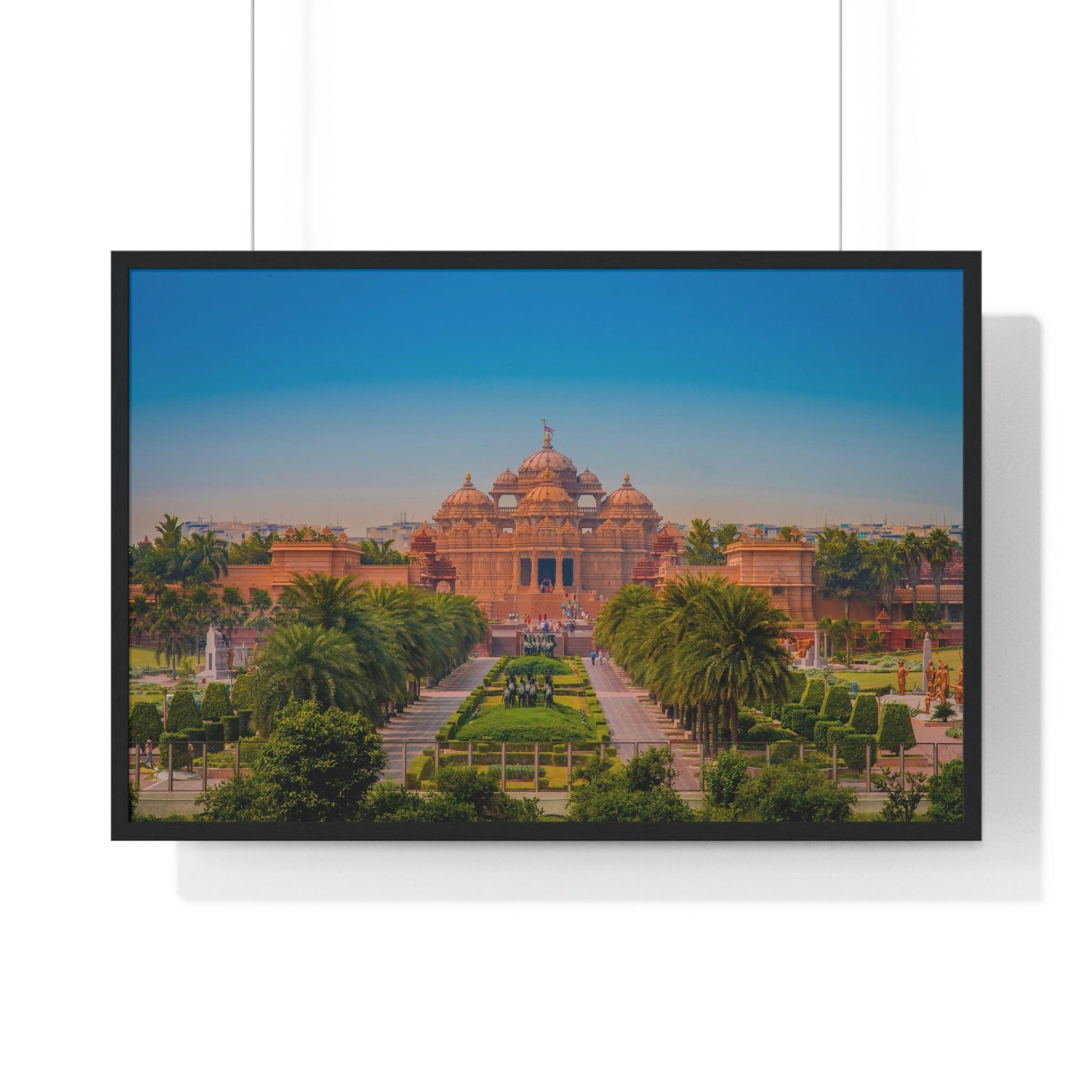 Premium Framed Horizontal Poster - Printed in LATVIA - Akshardham Temple in New Delhi, INDIA - Green Forest Home