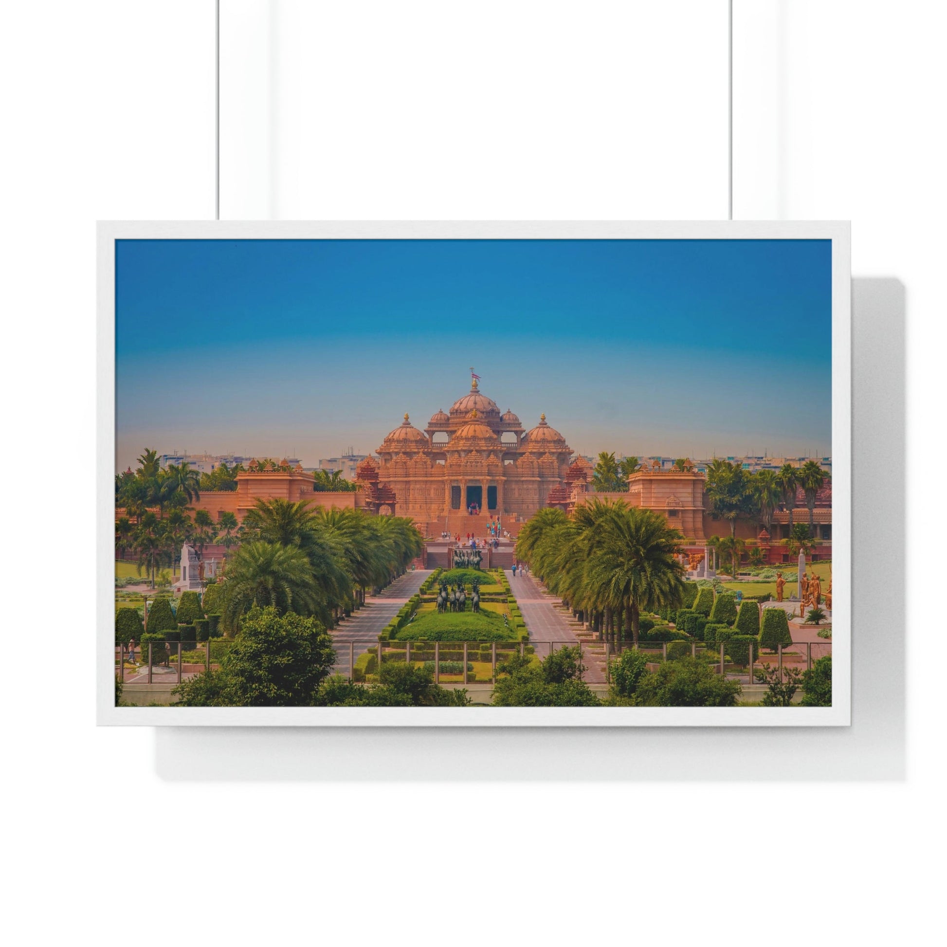 Premium Framed Horizontal Poster - Printed in LATVIA - Akshardham Temple in New Delhi, INDIA - Green Forest Home