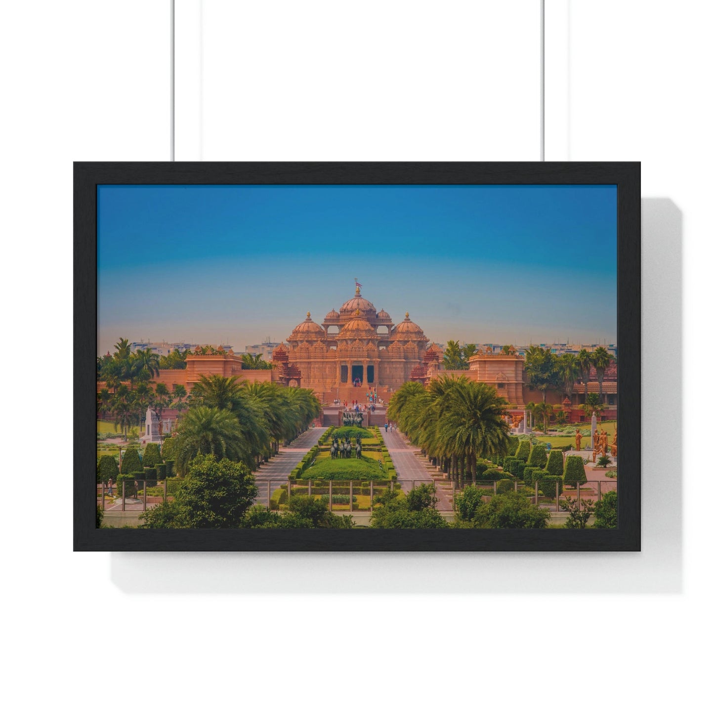 Premium Framed Horizontal Poster - Printed in LATVIA - Akshardham Temple in New Delhi, INDIA - Green Forest Home