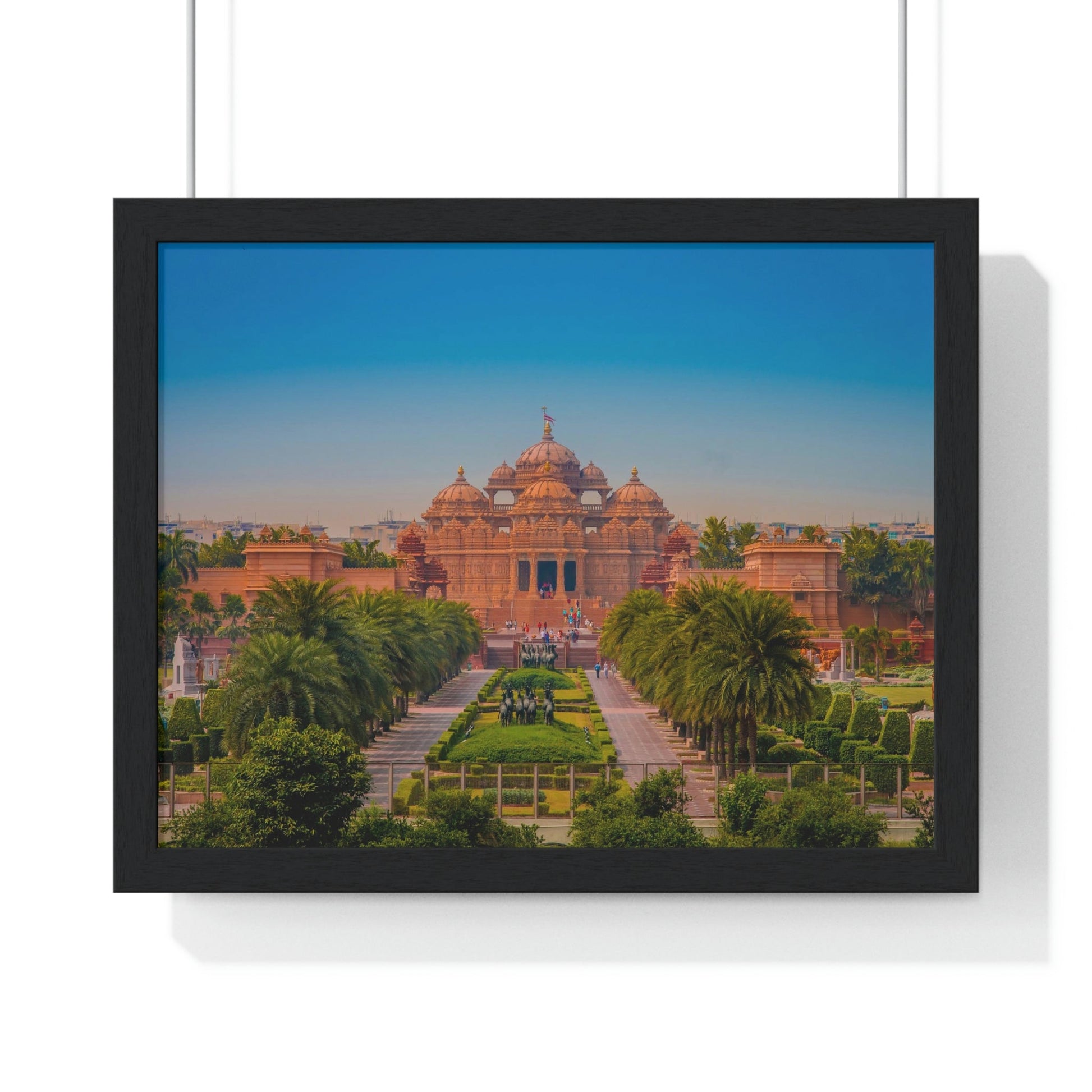 Premium Framed Horizontal Poster - Printed in LATVIA - Akshardham Temple in New Delhi, INDIA - Green Forest Home