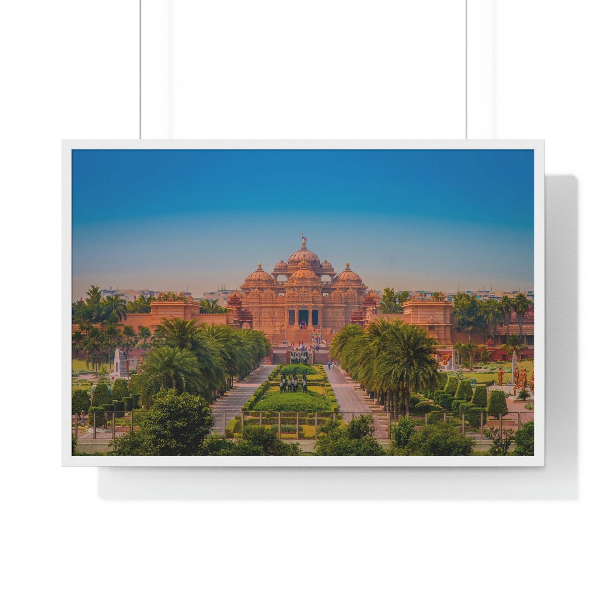 Premium Framed Horizontal Poster - Printed in LATVIA - Akshardham Temple in New Delhi, INDIA - Green Forest Home