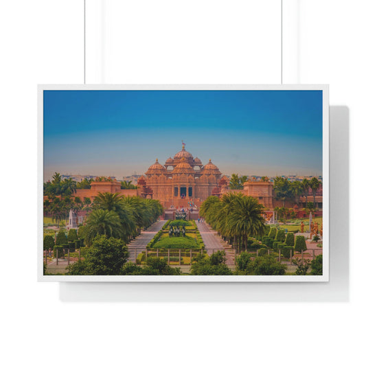 Premium Framed Horizontal Poster - Printed in LATVIA - Akshardham Temple in New Delhi, INDIA - Green Forest Home