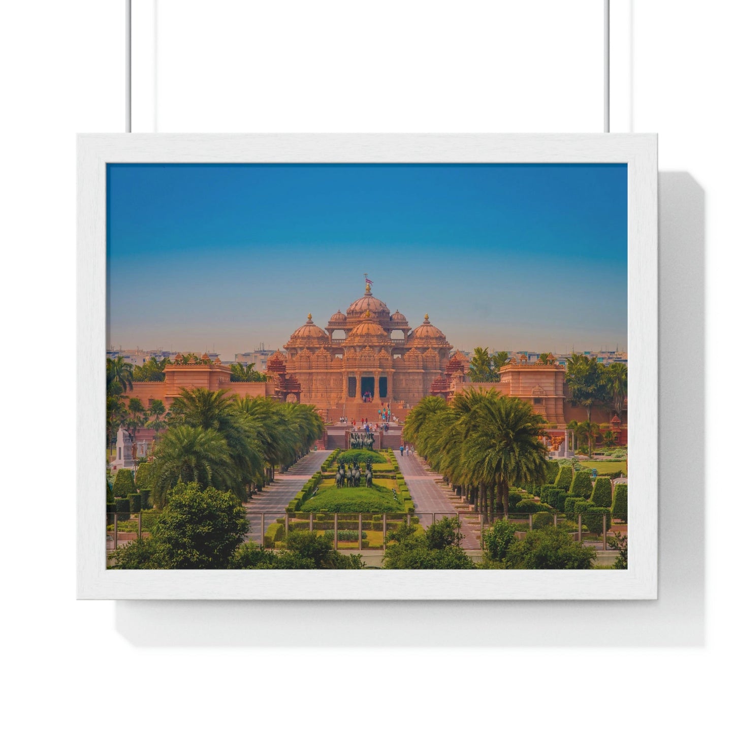 Premium Framed Horizontal Poster - Printed in LATVIA - Akshardham Temple in New Delhi, INDIA - Green Forest Home