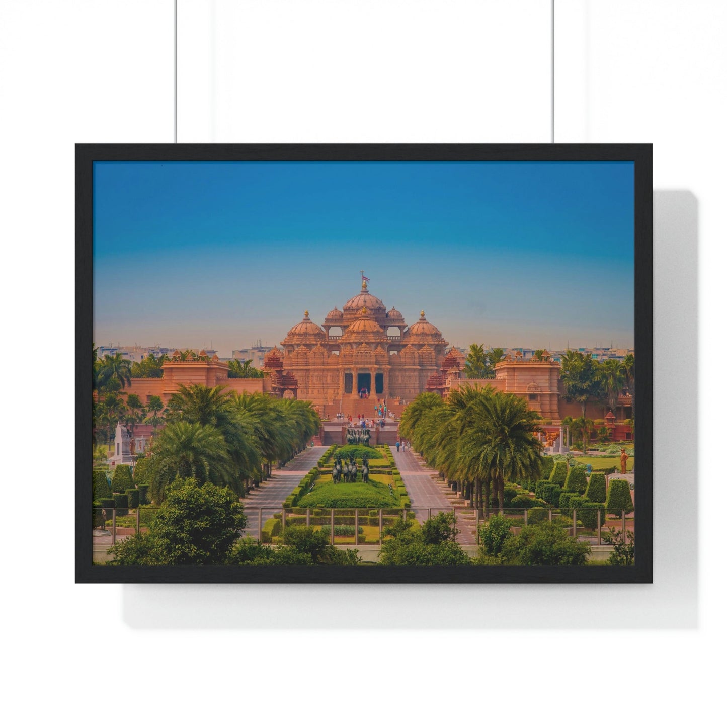 Premium Framed Horizontal Poster - Printed in LATVIA - Akshardham Temple in New Delhi, INDIA - Green Forest Home