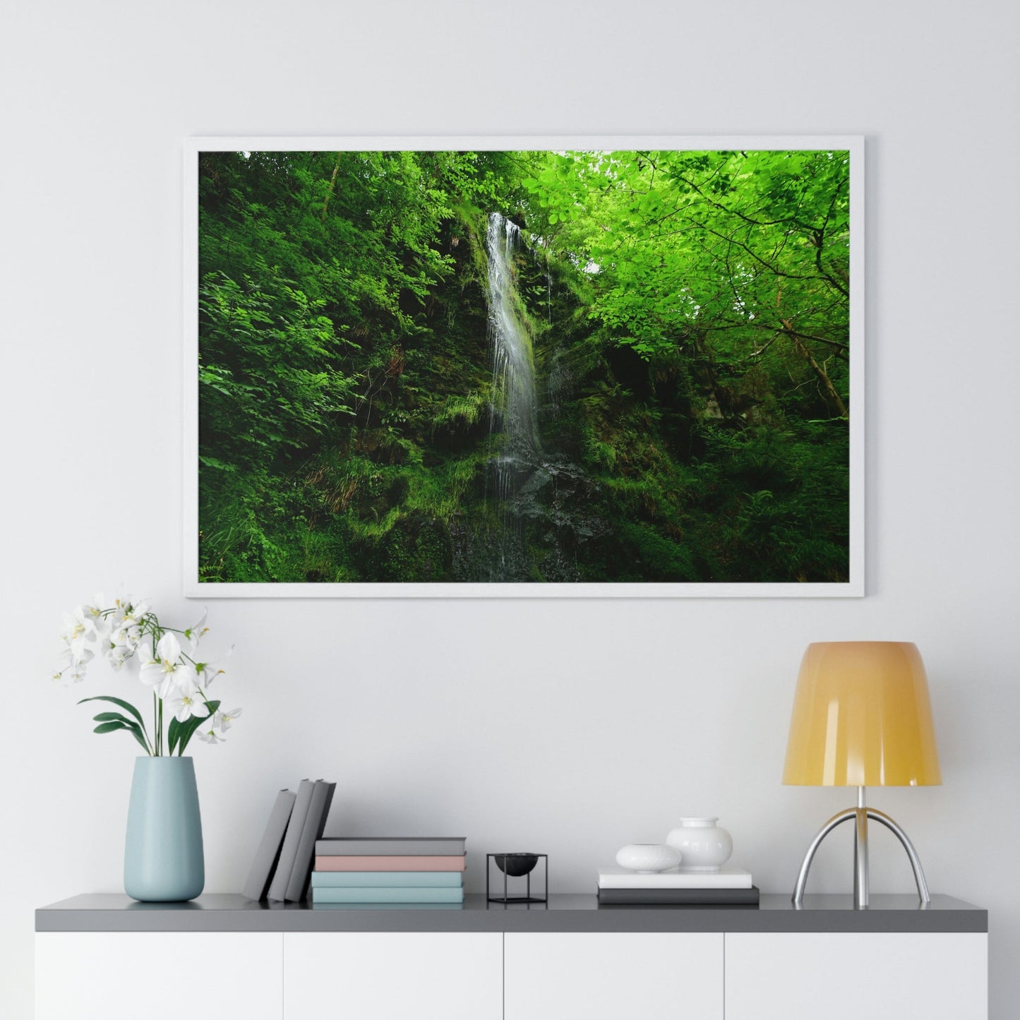 Premium Framed Horizontal Poster - Printed in LATVIA - Falls Around the city of Scarborough in the UK - EUROPE - Green Forest Home