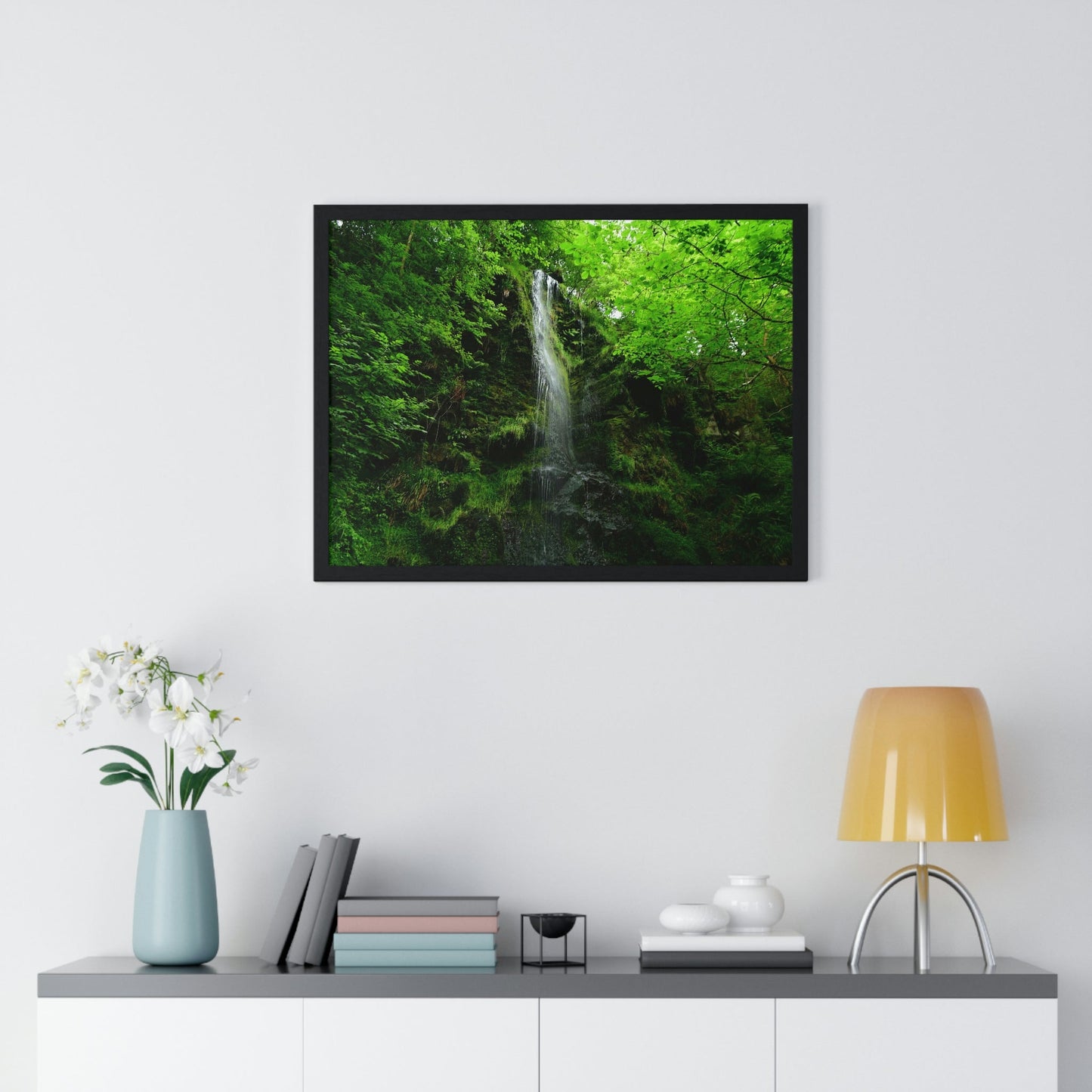 Premium Framed Horizontal Poster - Printed in LATVIA - Falls Around the city of Scarborough in the UK - EUROPE - Green Forest Home