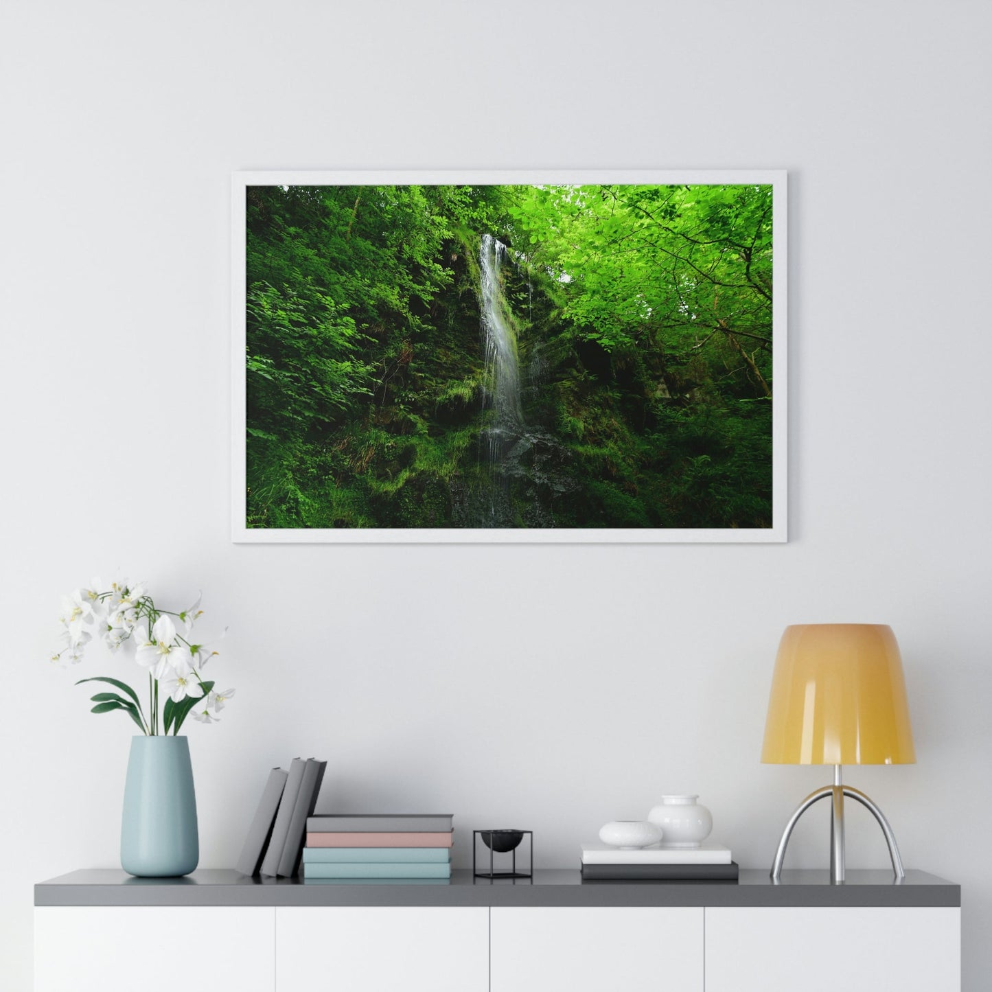 Premium Framed Horizontal Poster - Printed in LATVIA - Falls Around the city of Scarborough in the UK - EUROPE - Green Forest Home