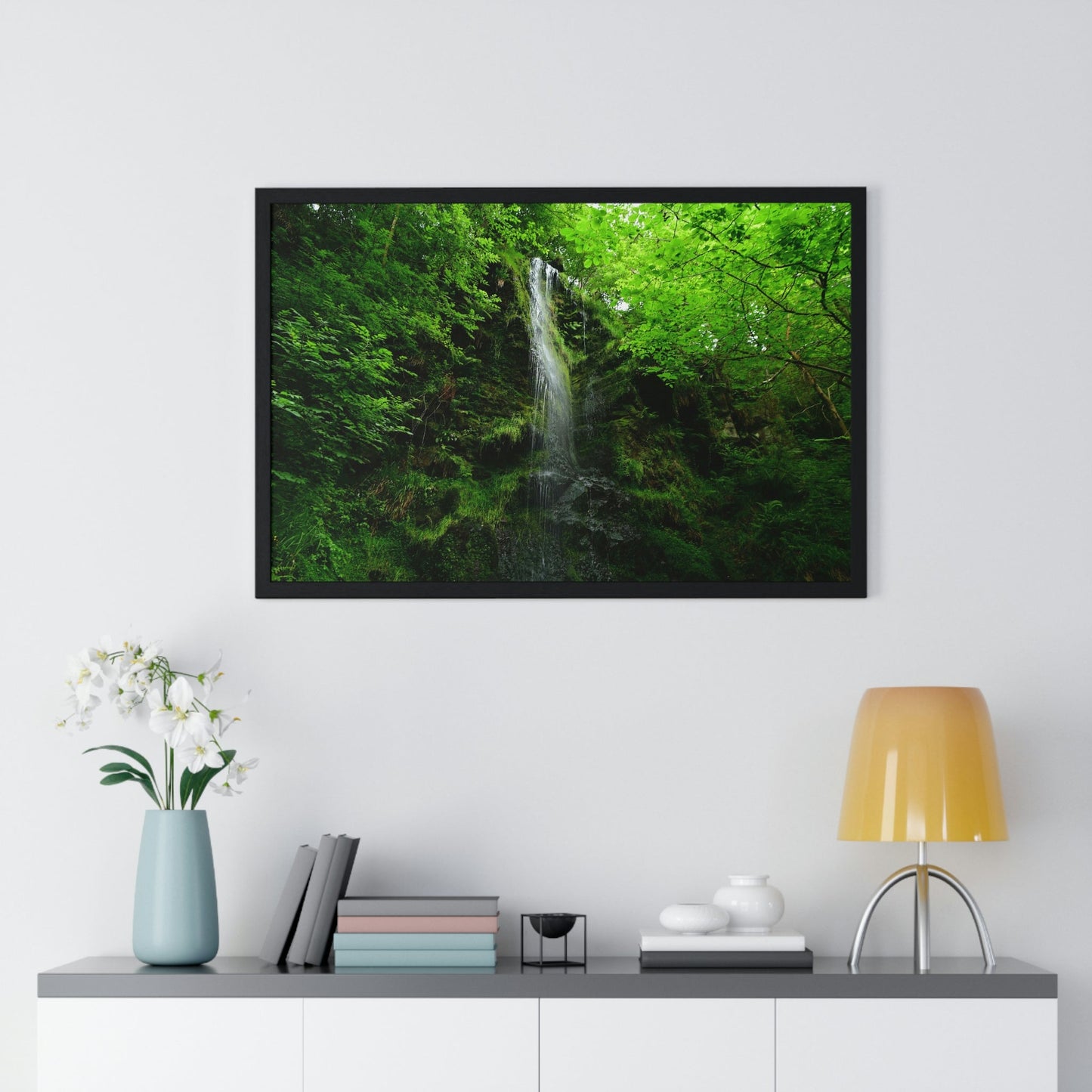 Premium Framed Horizontal Poster - Printed in LATVIA - Falls Around the city of Scarborough in the UK - EUROPE - Green Forest Home