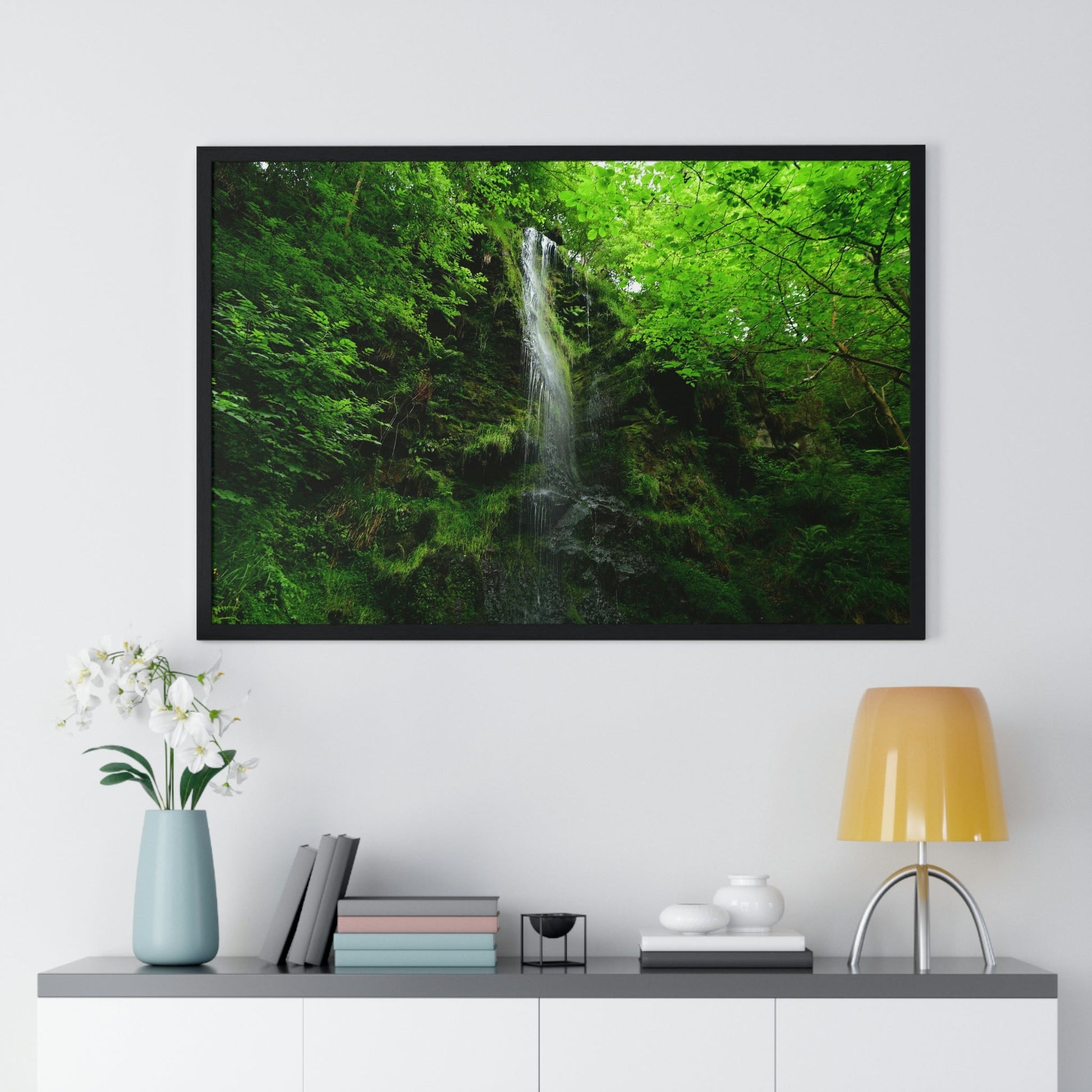 Premium Framed Horizontal Poster - Printed in LATVIA - Falls Around the city of Scarborough in the UK - EUROPE - Green Forest Home