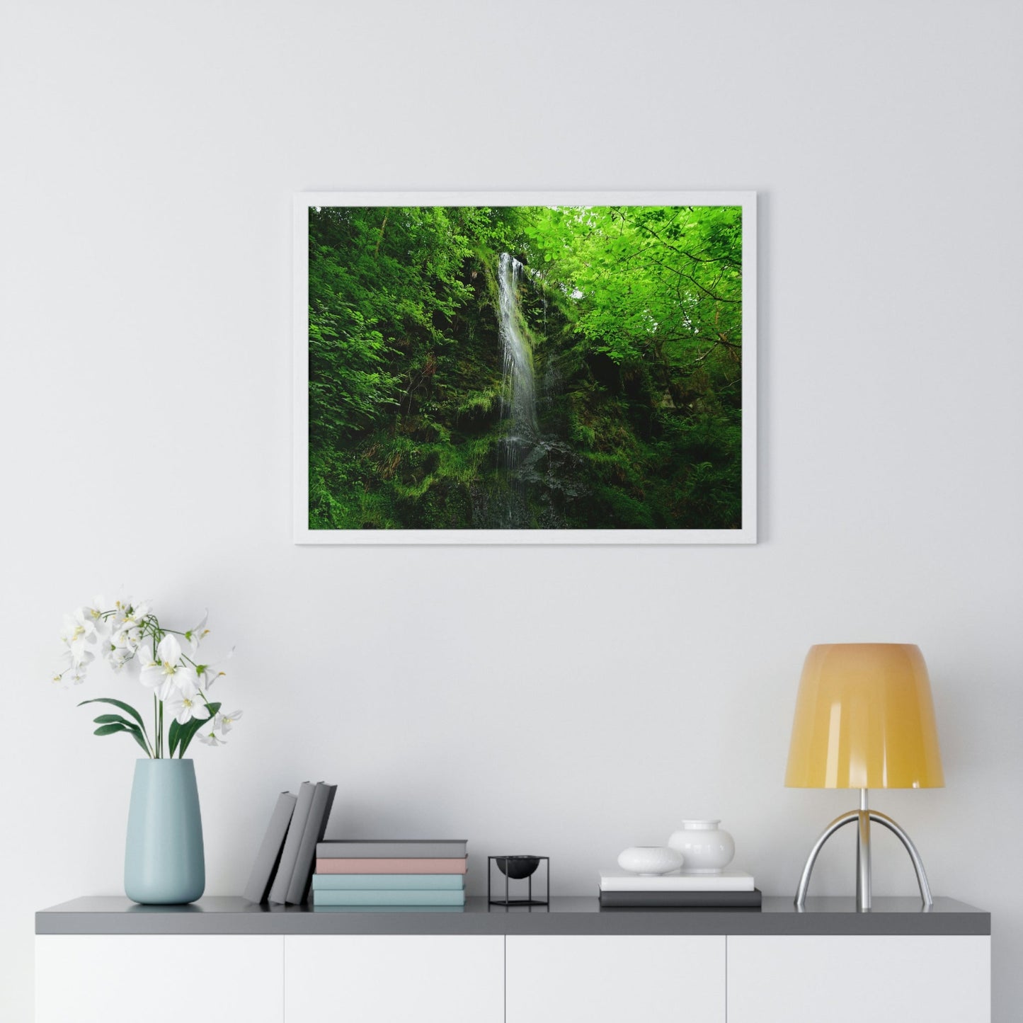 Premium Framed Horizontal Poster - Printed in LATVIA - Falls Around the city of Scarborough in the UK - EUROPE - Green Forest Home