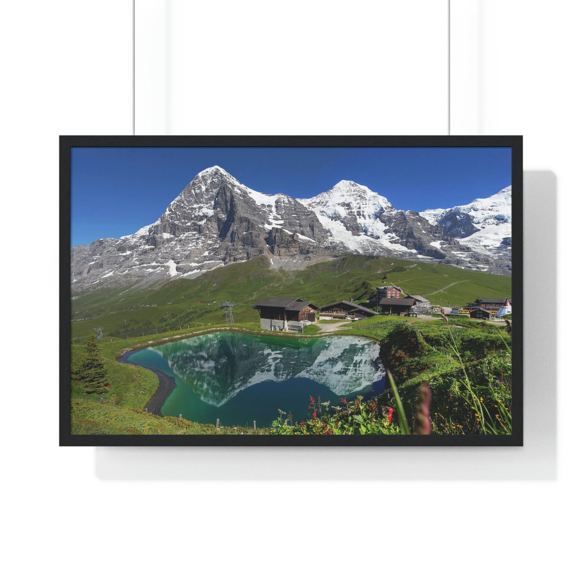 Premium Framed Horizontal poster - Printed in LATVIA - Landscape with Eiger, Moench and part of Jungfrau (to the right), in the Swiss Alps - EUROPE - Green Forest Home