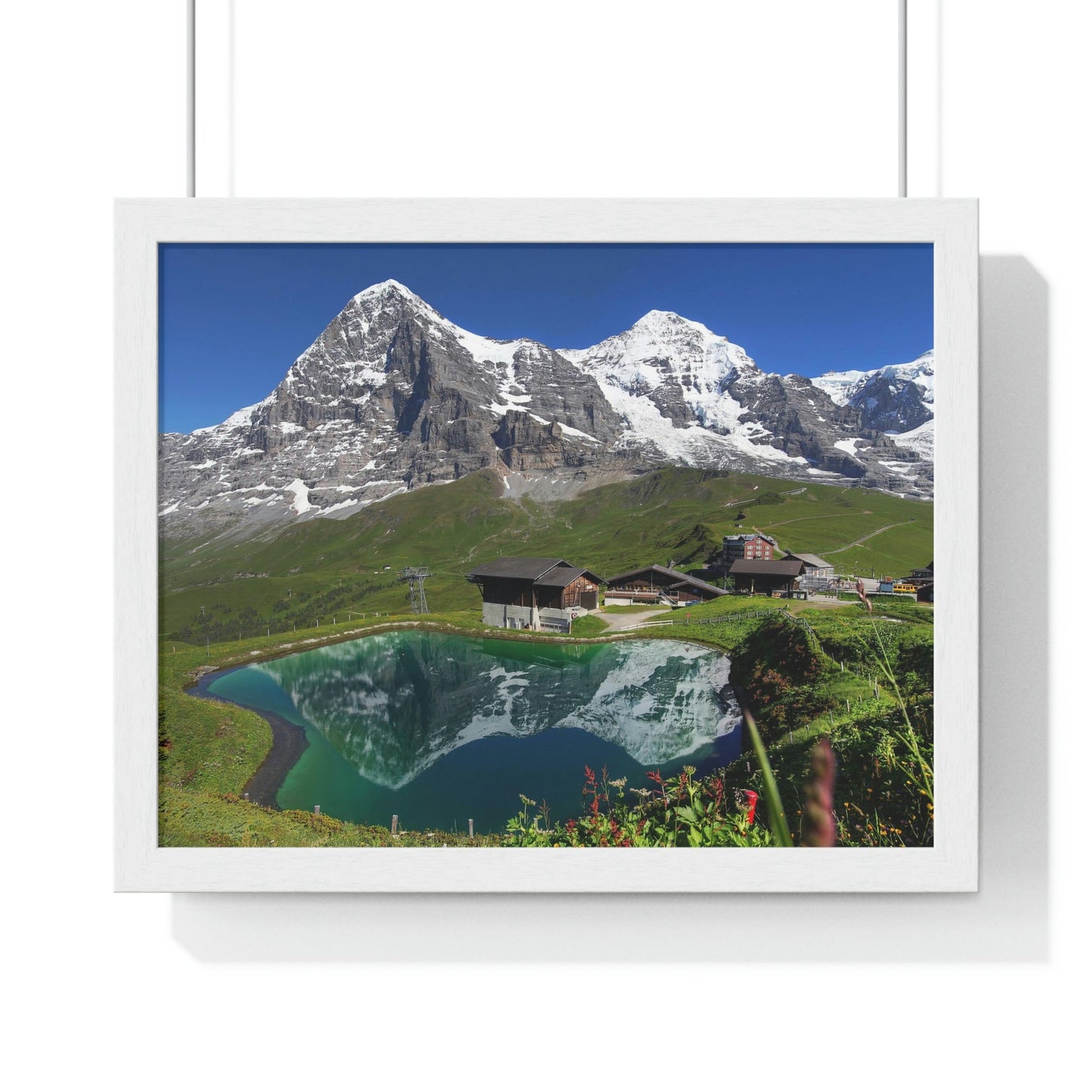 Premium Framed Horizontal poster - Printed in LATVIA - Landscape with Eiger, Moench and part of Jungfrau (to the right), in the Swiss Alps - EUROPE - Green Forest Home