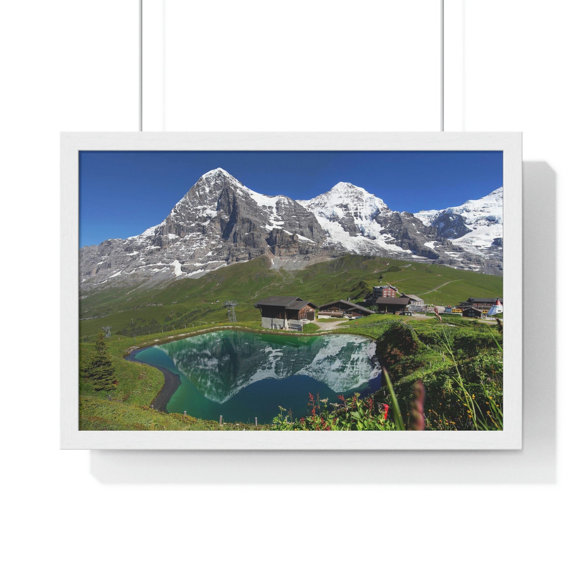 Premium Framed Horizontal poster - Printed in LATVIA - Landscape with Eiger, Moench and part of Jungfrau (to the right), in the Swiss Alps - EUROPE - Green Forest Home