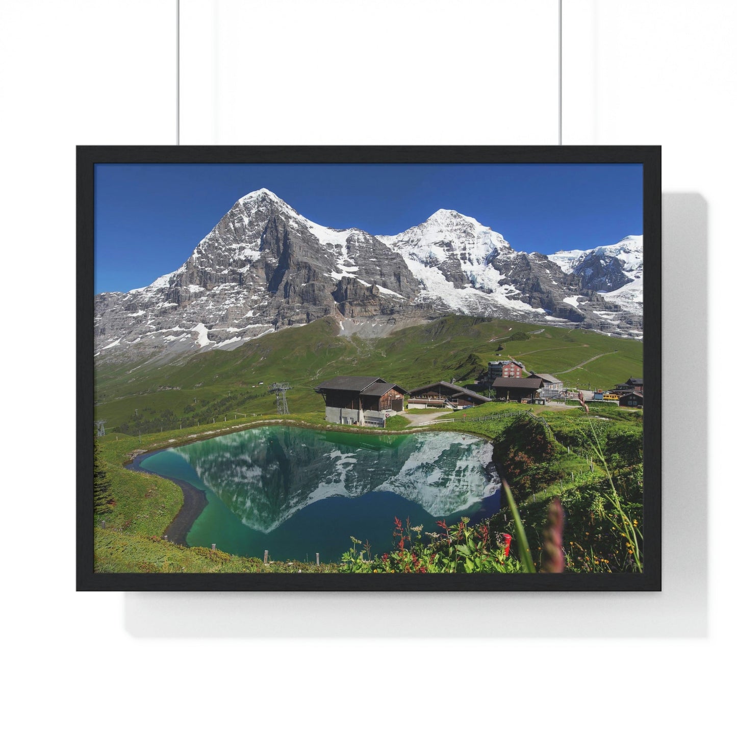 Premium Framed Horizontal poster - Printed in LATVIA - Landscape with Eiger, Moench and part of Jungfrau (to the right), in the Swiss Alps - EUROPE - Green Forest Home