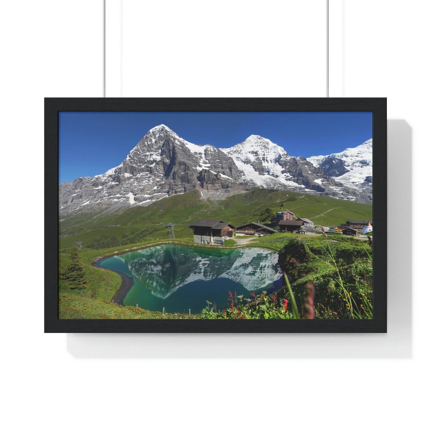 Premium Framed Horizontal poster - Printed in LATVIA - Landscape with Eiger, Moench and part of Jungfrau (to the right), in the Swiss Alps - EUROPE - Green Forest Home