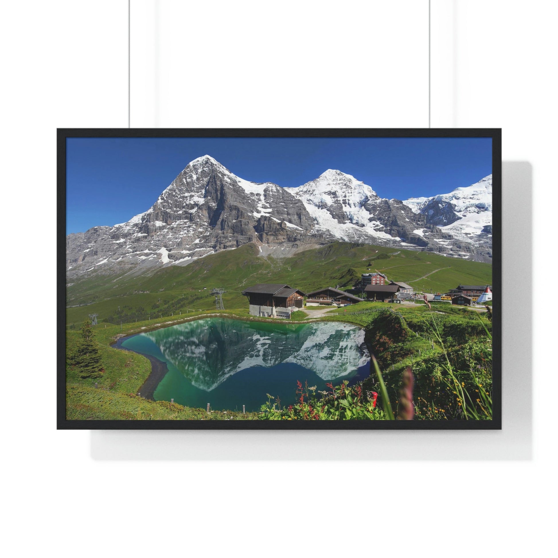 Premium Framed Horizontal poster - Printed in LATVIA - Landscape with Eiger, Moench and part of Jungfrau (to the right), in the Swiss Alps - EUROPE - Green Forest Home