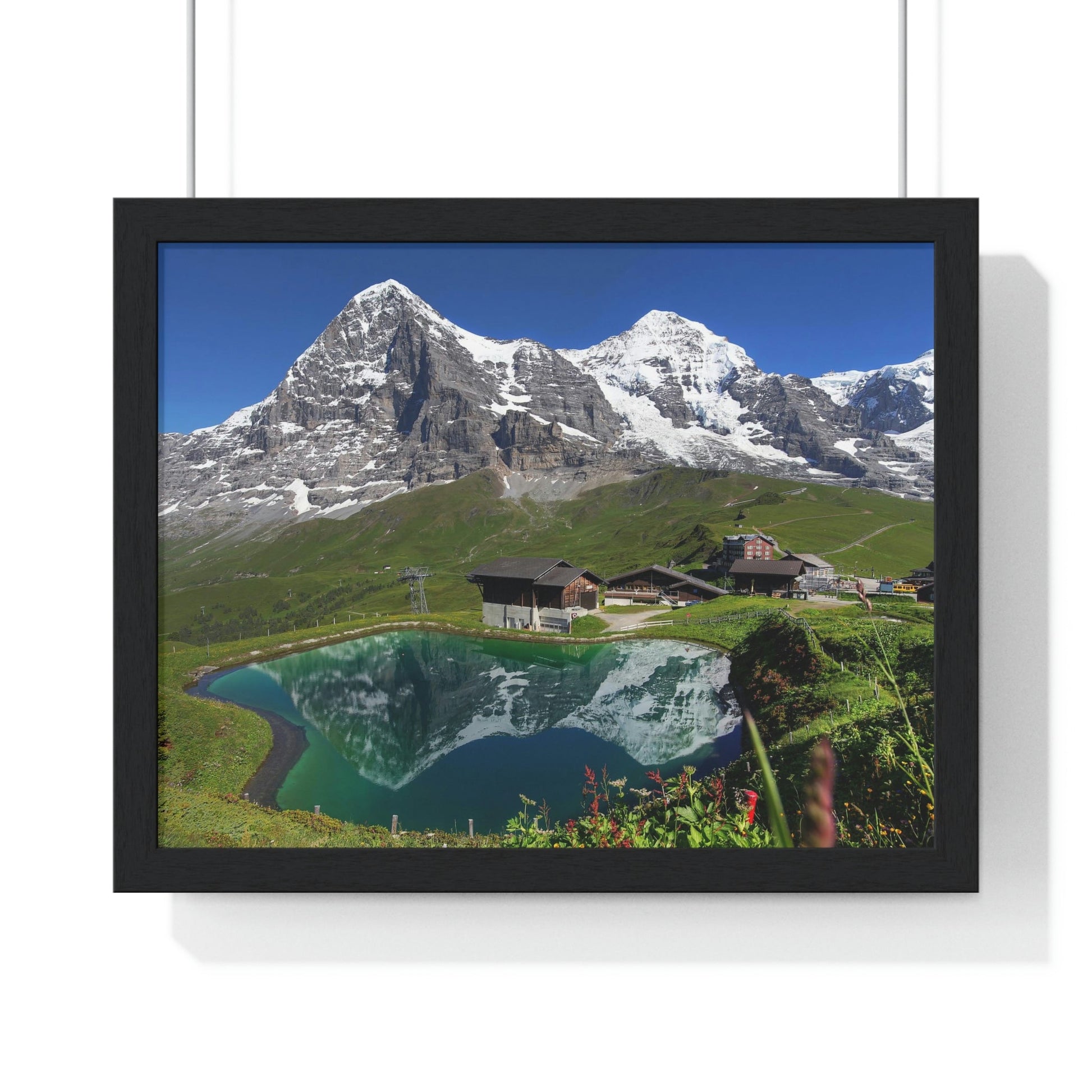 Premium Framed Horizontal poster - Printed in LATVIA - Landscape with Eiger, Moench and part of Jungfrau (to the right), in the Swiss Alps - EUROPE - Green Forest Home