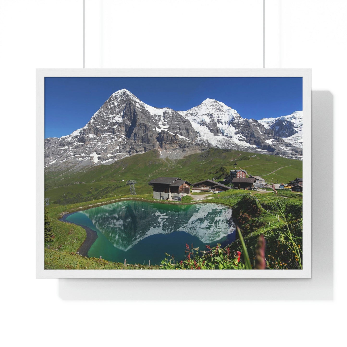 Premium Framed Horizontal poster - Printed in LATVIA - Landscape with Eiger, Moench and part of Jungfrau (to the right), in the Swiss Alps - EUROPE - Green Forest Home