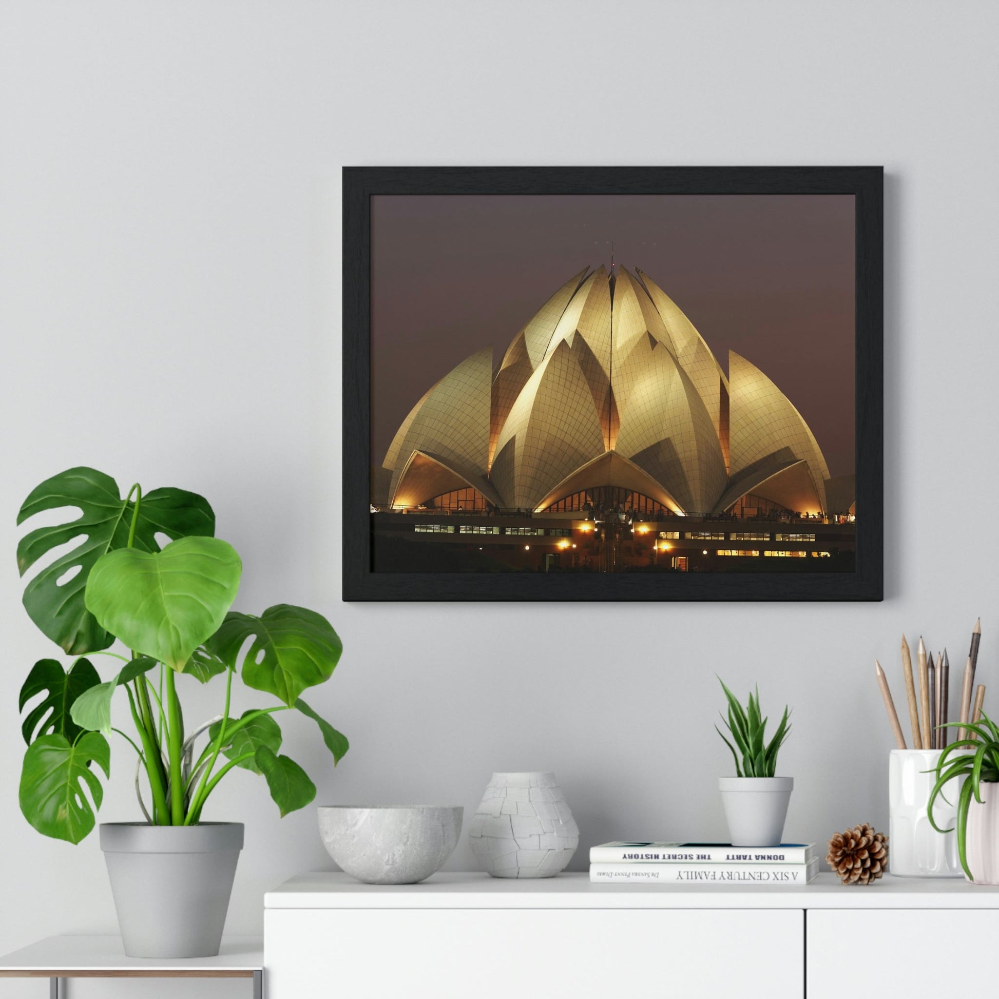 Premium Framed Horizontal Poster - Printed in LATVIA - Lotus Temple - INDIA - Green Forest Home