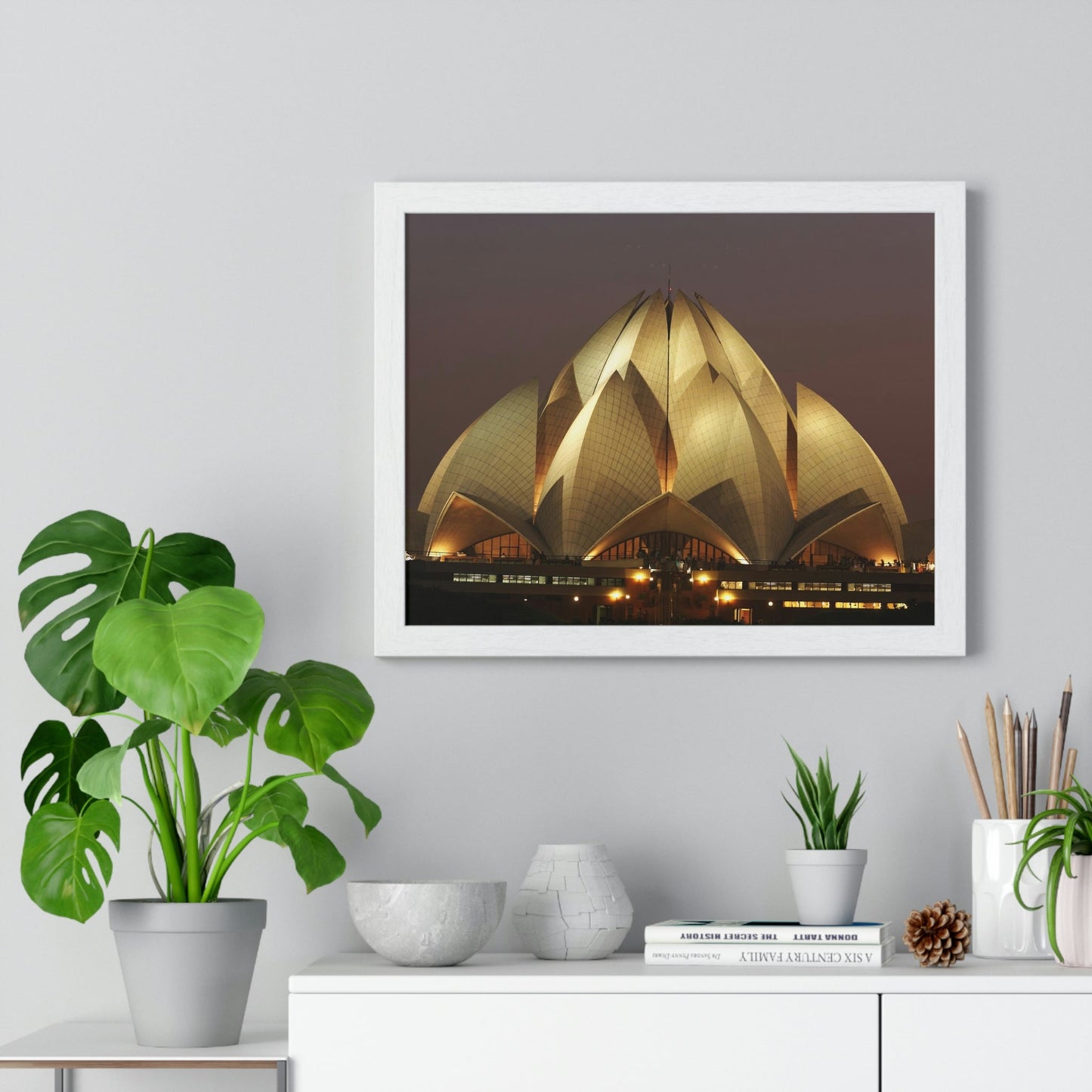 Premium Framed Horizontal Poster - Printed in LATVIA - Lotus Temple - INDIA - Green Forest Home