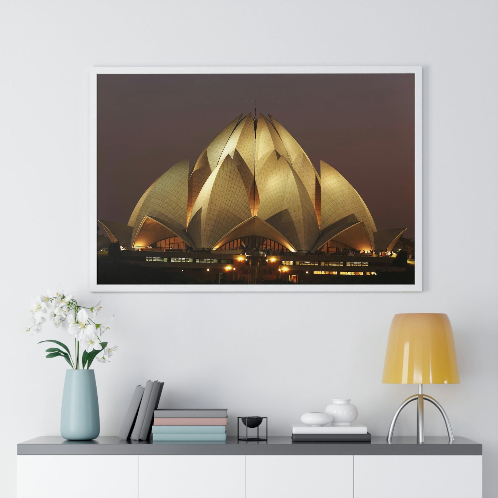 Premium Framed Horizontal Poster - Printed in LATVIA - Lotus Temple - INDIA - Green Forest Home