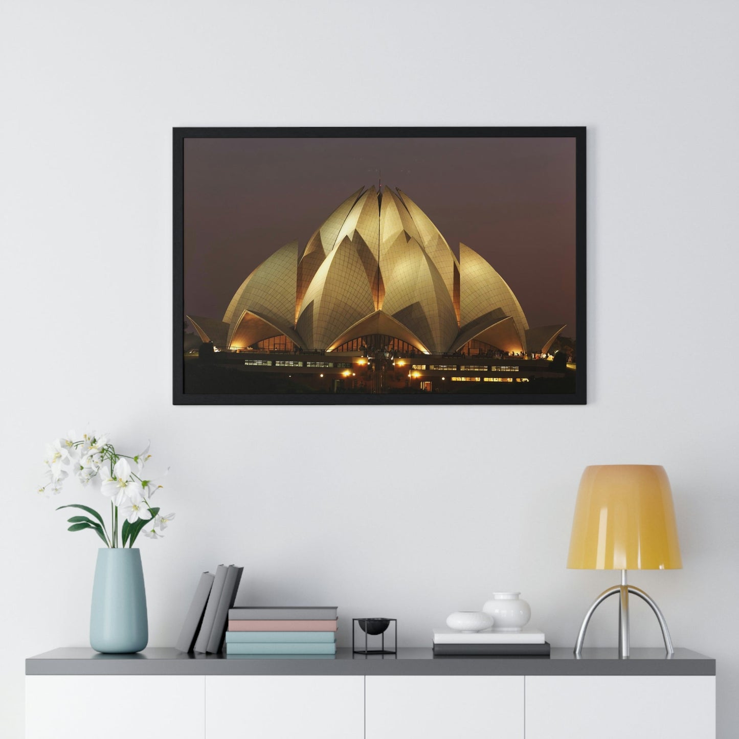 Premium Framed Horizontal Poster - Printed in LATVIA - Lotus Temple - INDIA - Green Forest Home