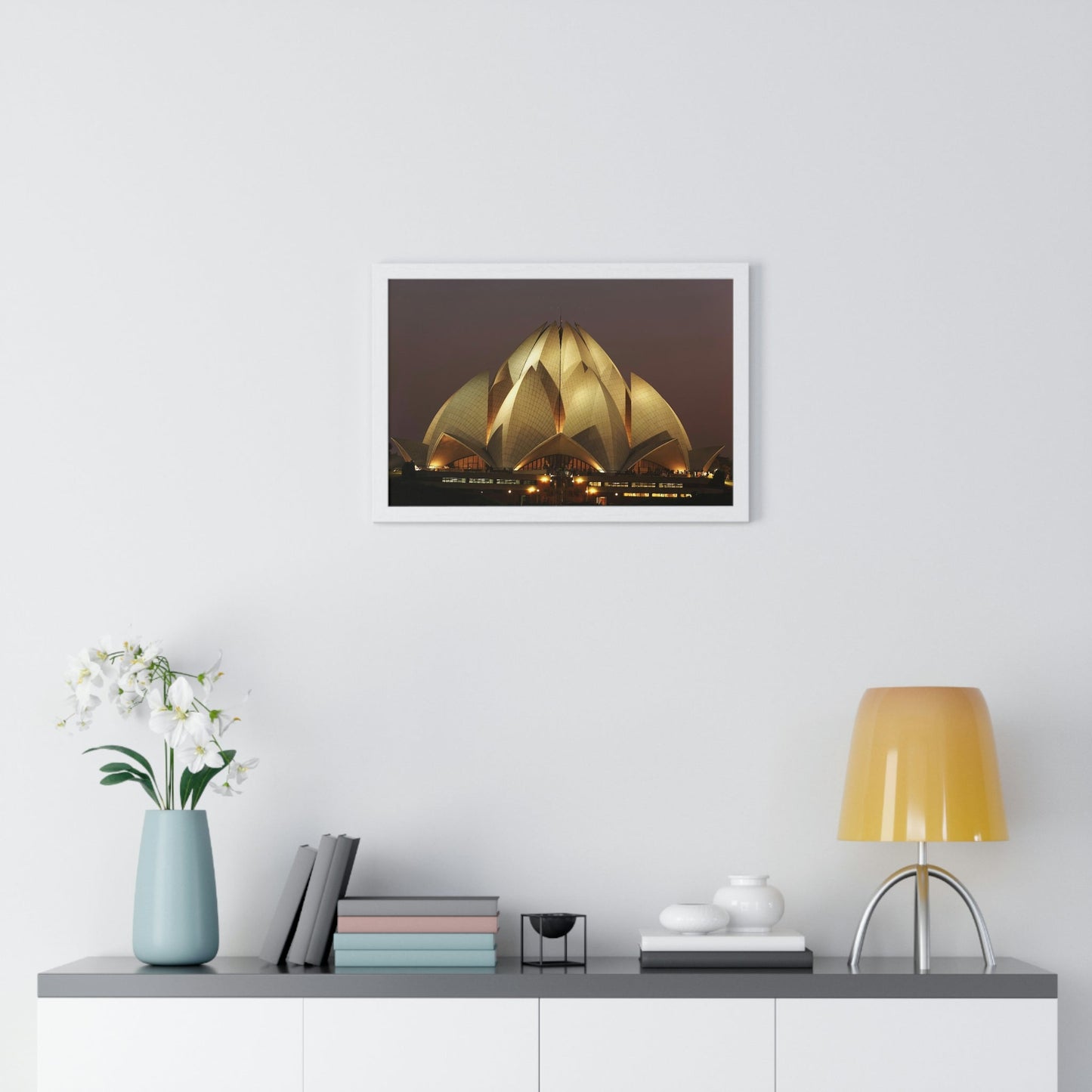 Premium Framed Horizontal Poster - Printed in LATVIA - Lotus Temple - INDIA - Green Forest Home