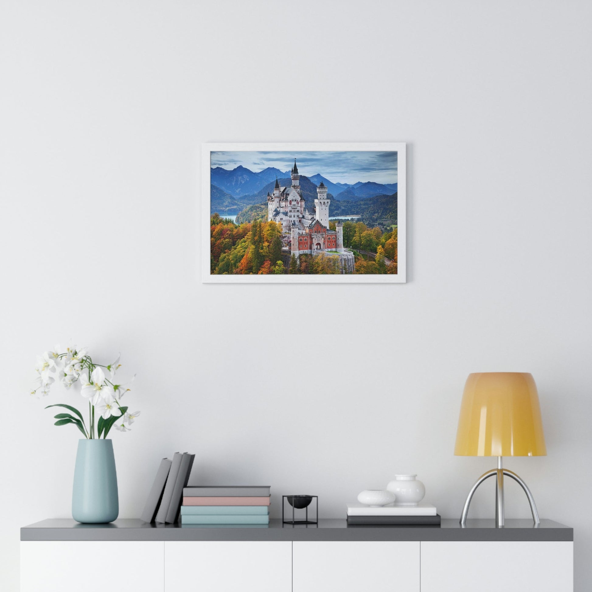 Premium Framed Horizontal Poster - Printed in LATVIA - Neuschwanstein Castle, Germany - EUROPE - Green Forest Home