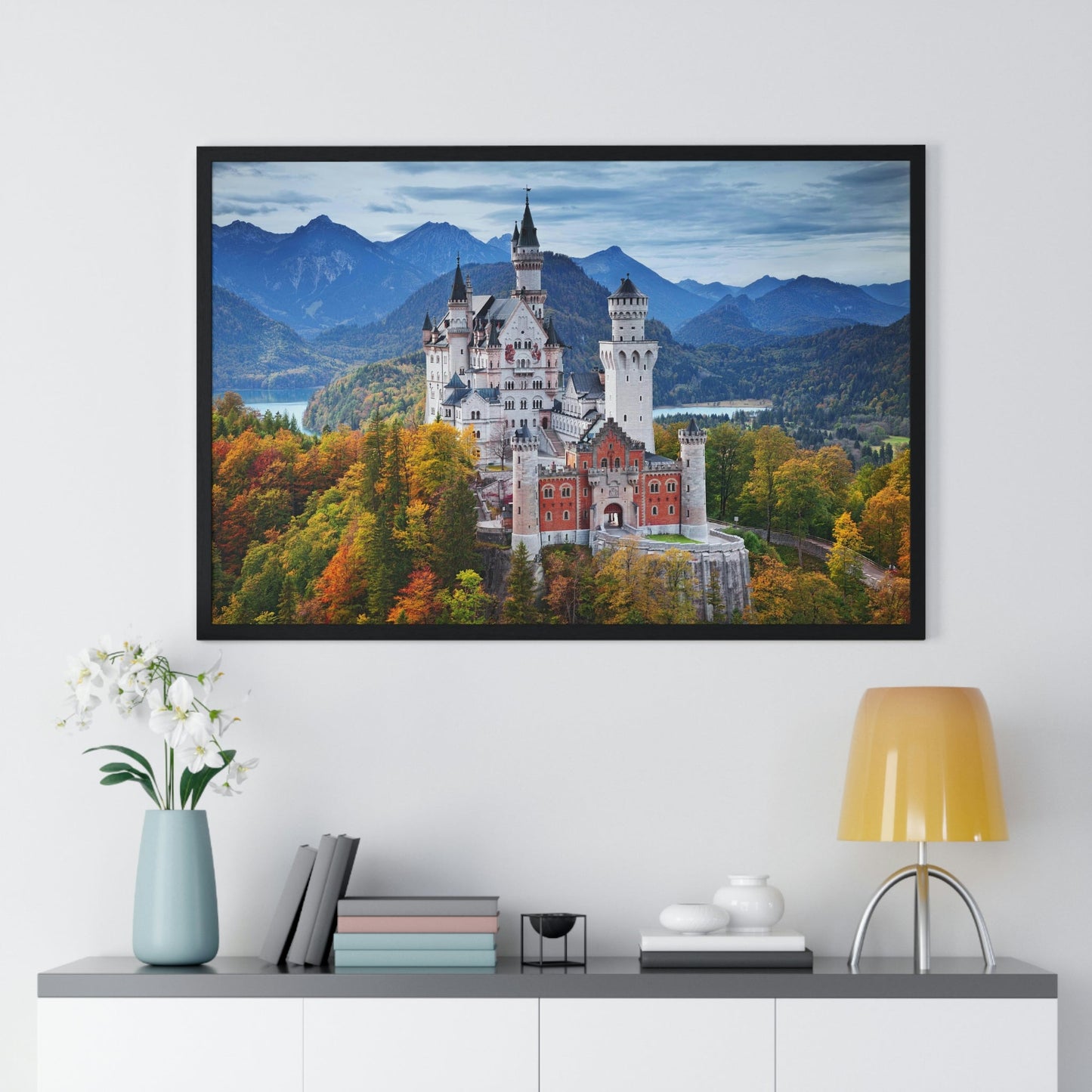 Premium Framed Horizontal Poster - Printed in LATVIA - Neuschwanstein Castle, Germany - EUROPE - Green Forest Home