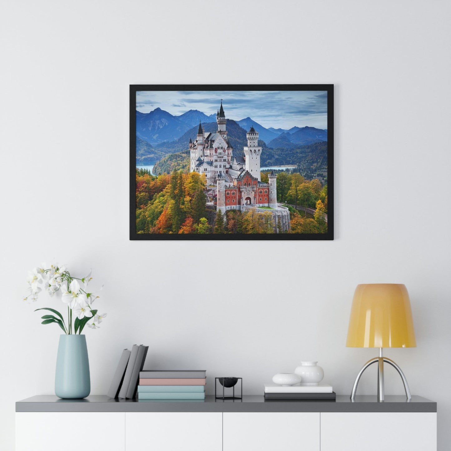 Premium Framed Horizontal Poster - Printed in LATVIA - Neuschwanstein Castle, Germany - EUROPE - Green Forest Home