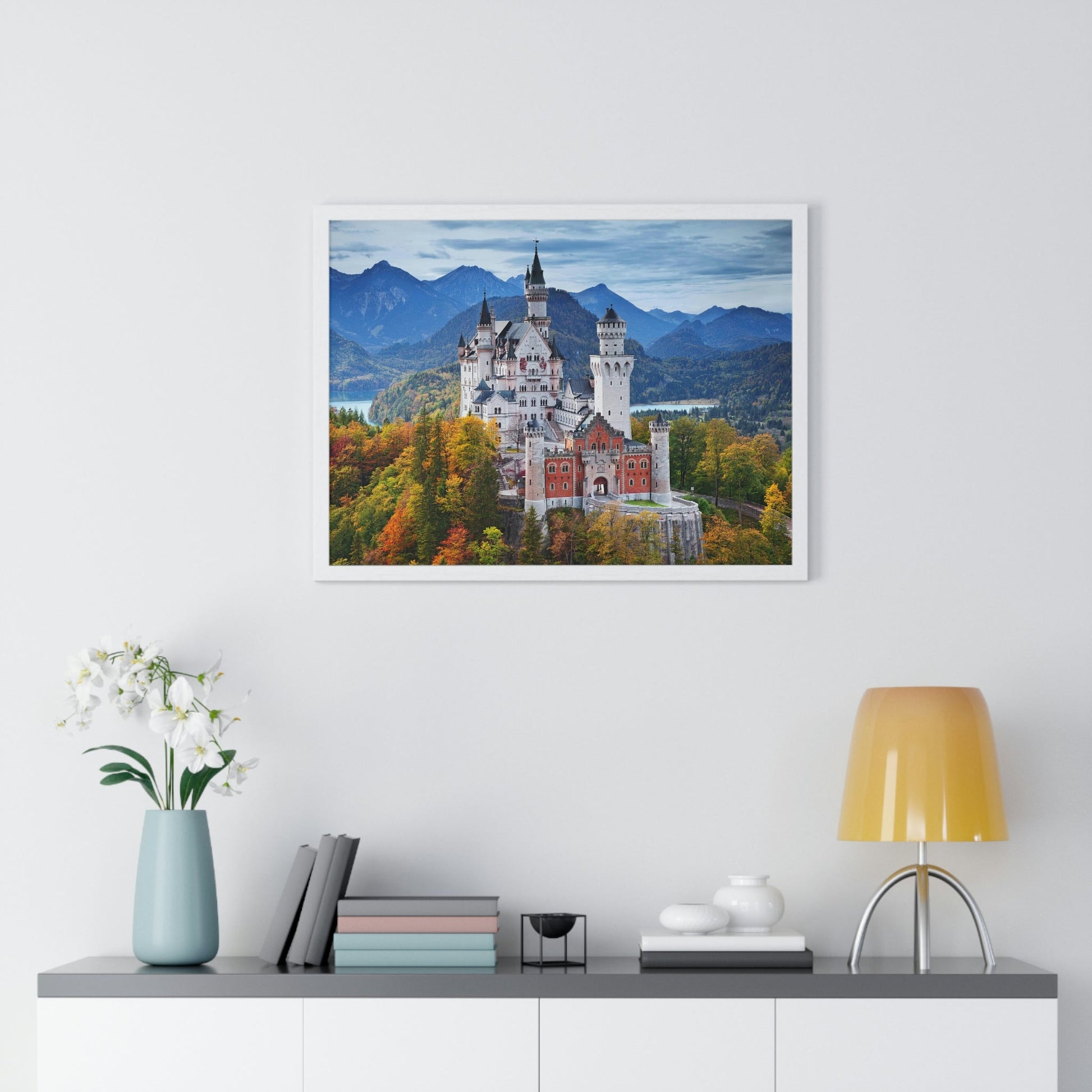 Premium Framed Horizontal Poster - Printed in LATVIA - Neuschwanstein Castle, Germany - EUROPE - Green Forest Home