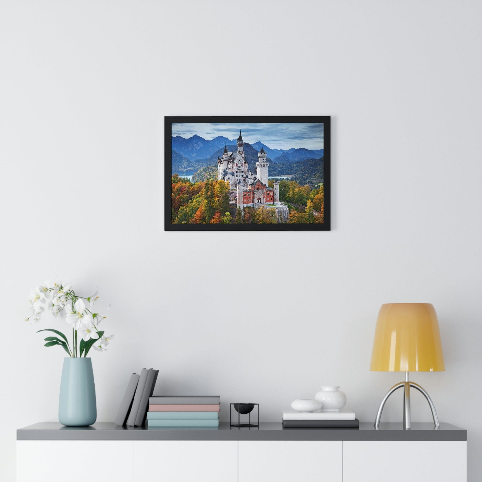 Premium Framed Horizontal Poster - Printed in LATVIA - Neuschwanstein Castle, Germany - EUROPE - Green Forest Home