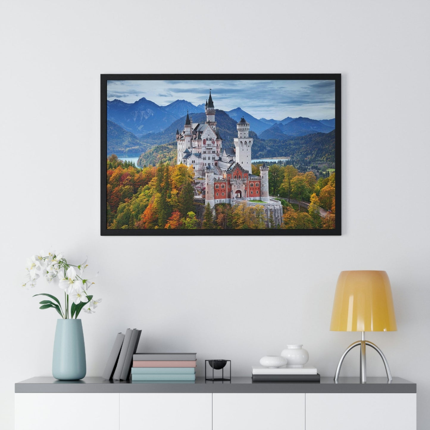 Premium Framed Horizontal Poster - Printed in LATVIA - Neuschwanstein Castle, Germany - EUROPE - Green Forest Home