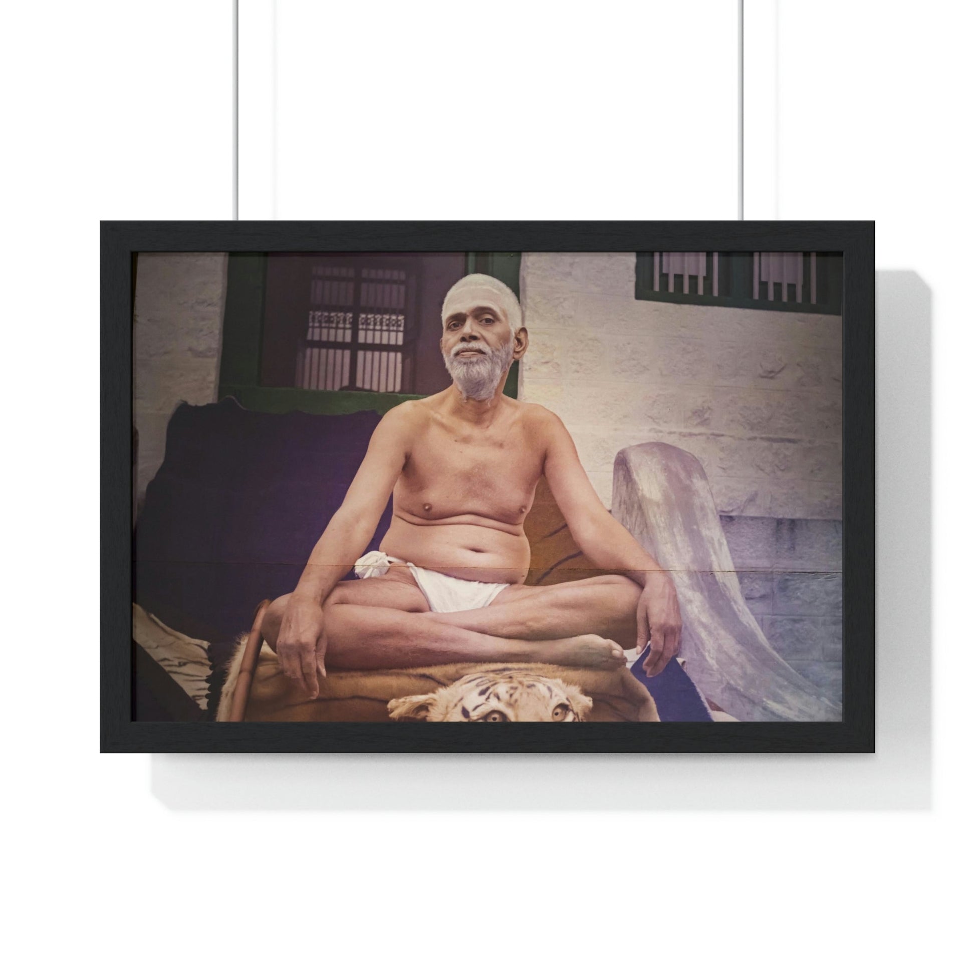 Premium Framed Horizontal poster - Printed in LATVIA - Sri Ramana Maharshi in Ashram of Sri Ramana Maharshi, Tiruvannamalai, Tamil Nadu, INDIA - Green Forest Home