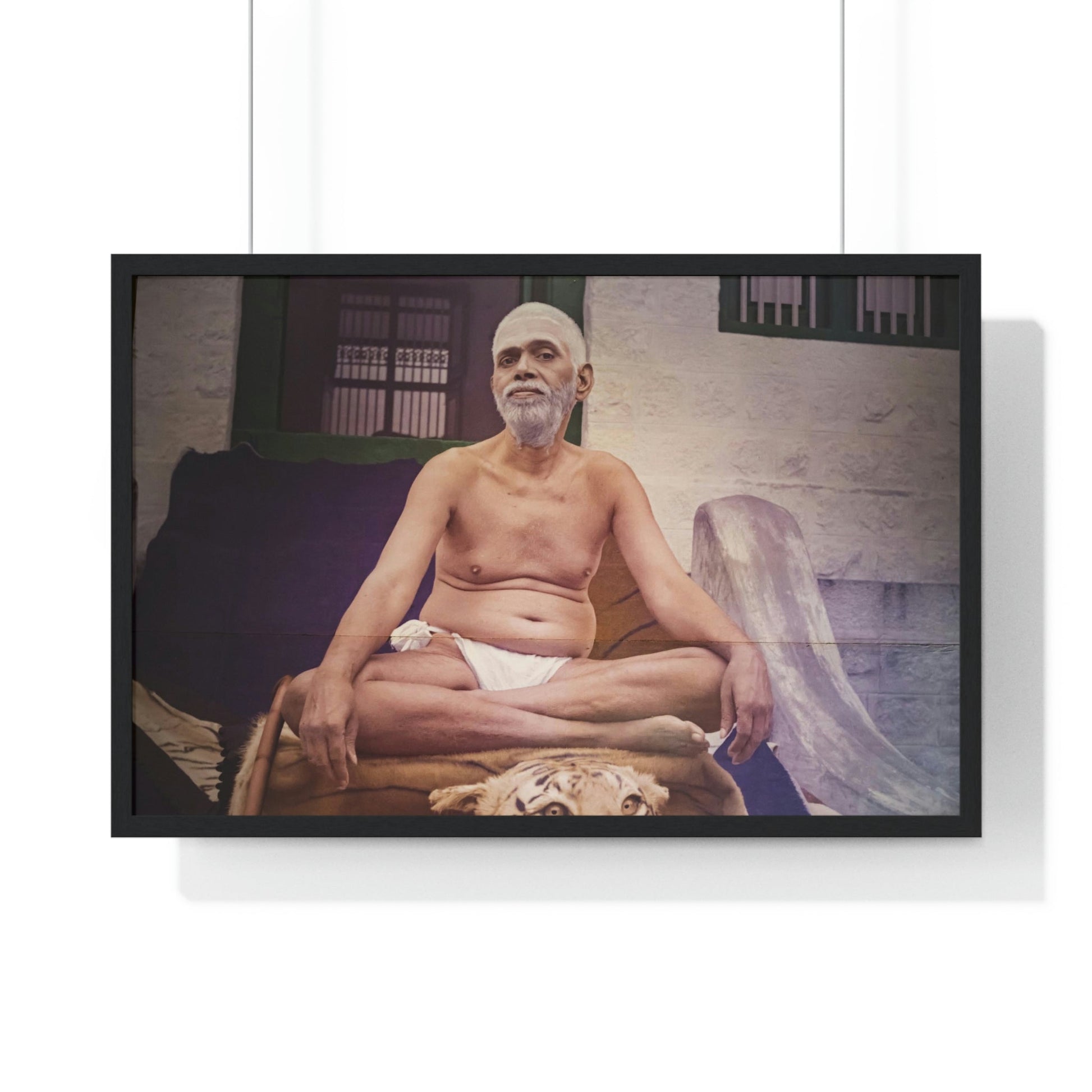 Premium Framed Horizontal poster - Printed in LATVIA - Sri Ramana Maharshi in Ashram of Sri Ramana Maharshi, Tiruvannamalai, Tamil Nadu, INDIA - Green Forest Home