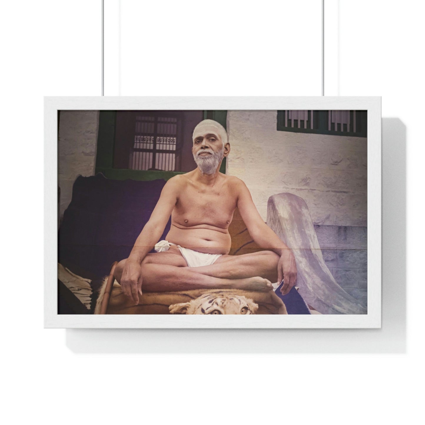 Premium Framed Horizontal poster - Printed in LATVIA - Sri Ramana Maharshi in Ashram of Sri Ramana Maharshi, Tiruvannamalai, Tamil Nadu, INDIA - Green Forest Home