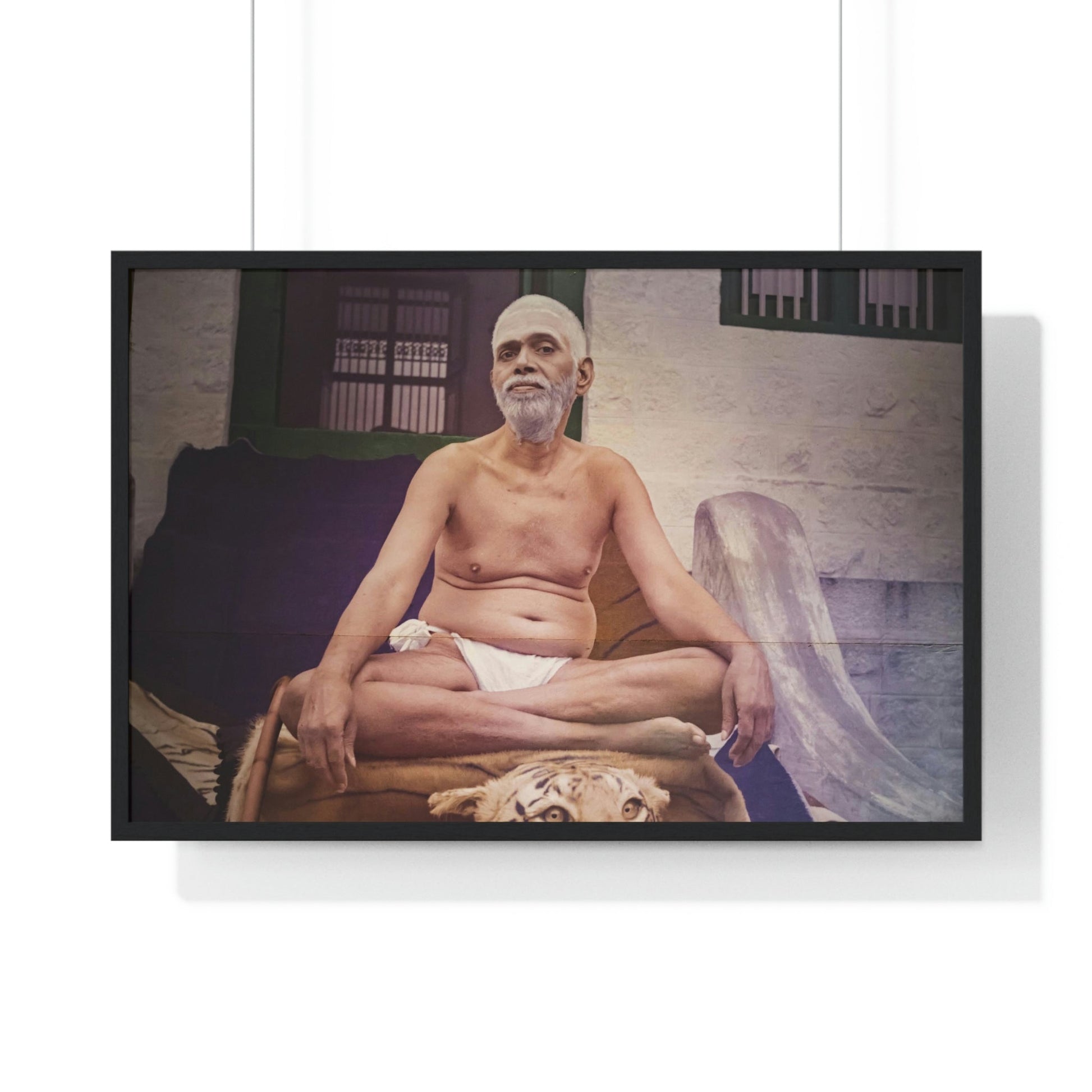 Premium Framed Horizontal poster - Printed in LATVIA - Sri Ramana Maharshi in Ashram of Sri Ramana Maharshi, Tiruvannamalai, Tamil Nadu, INDIA - Green Forest Home